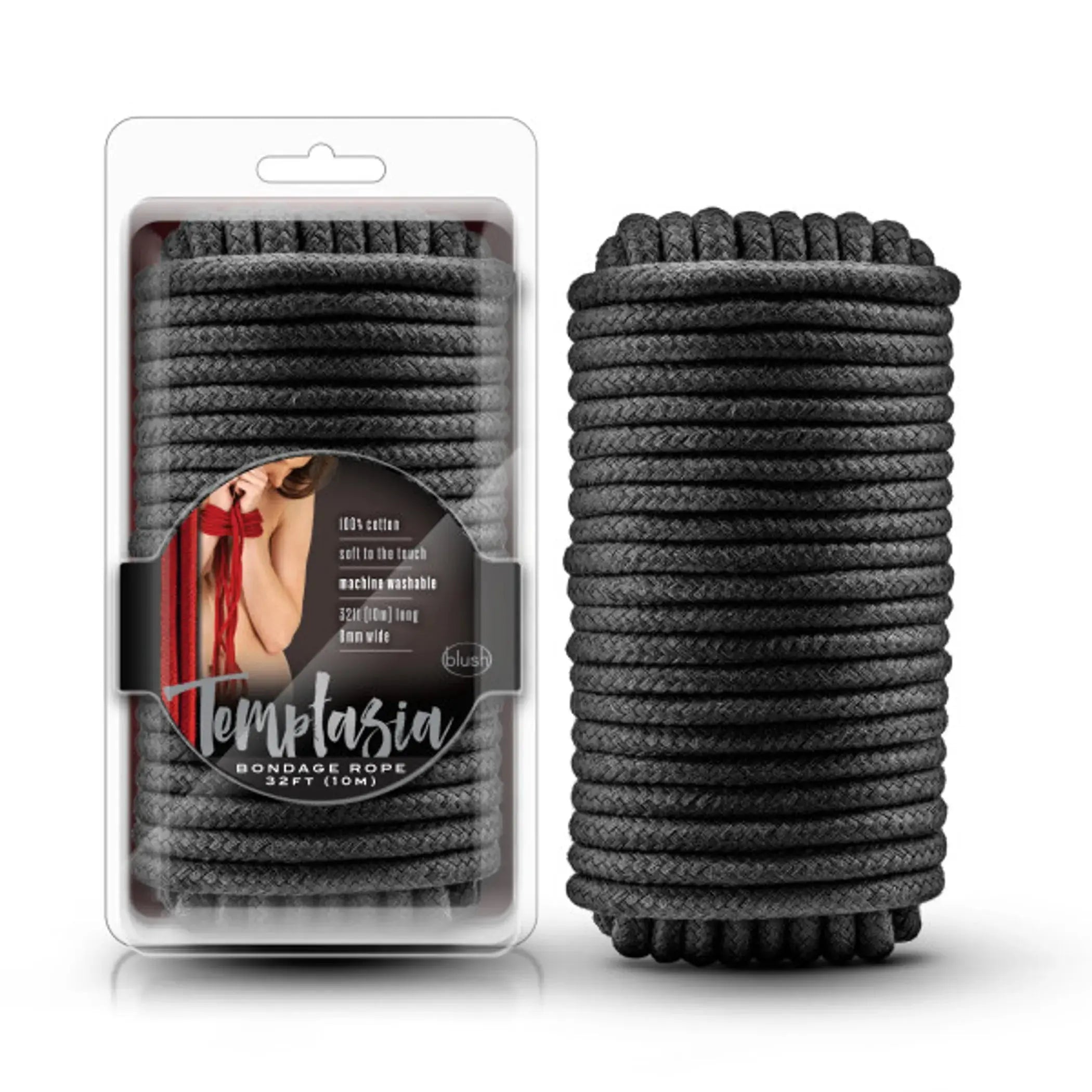 Temptasia Soft Bondage Rope 32ft Black Blush Novelties