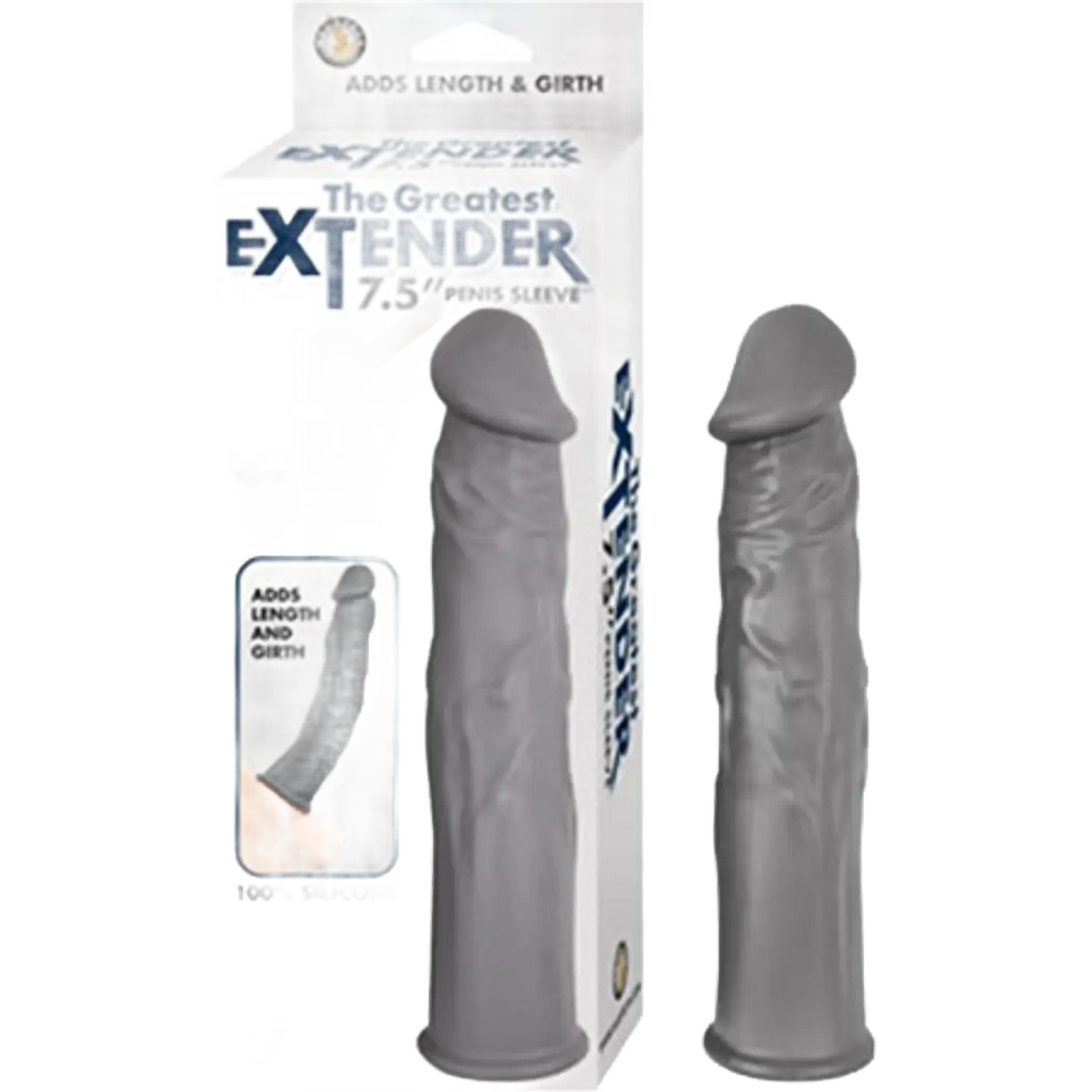 THE GREAT EXTENDER 7.5 PENIS SLEEVE GREY " Nasstoys