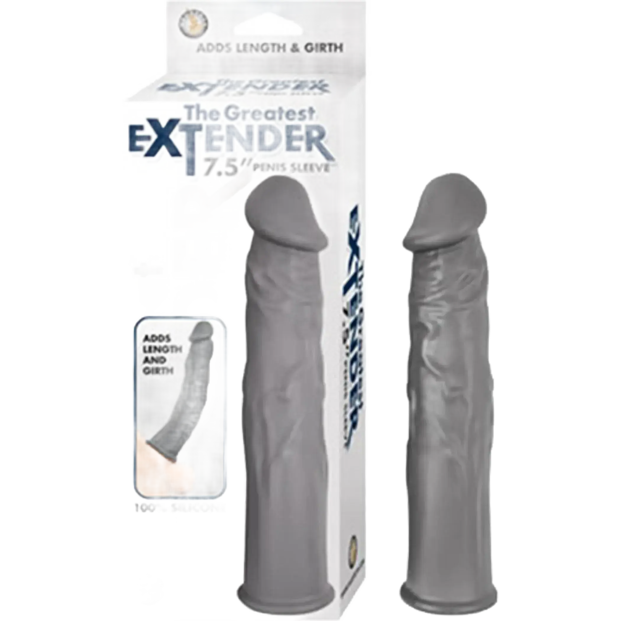 THE GREAT EXTENDER 7.5 PENIS SLEEVE GREY " Nasstoys