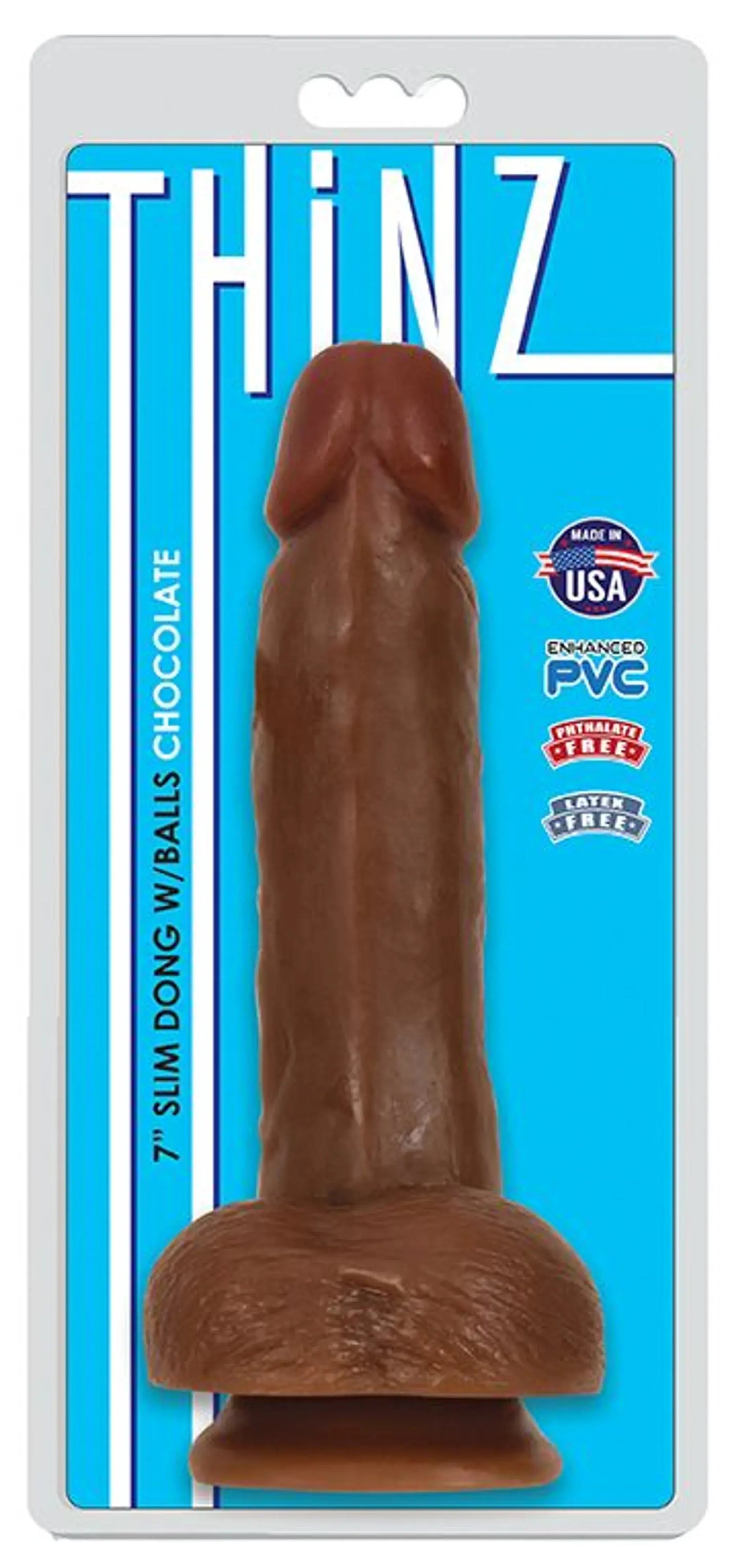 Thinz Slim Dong 7in With Balls Chocolate CURVE NOVELTIES