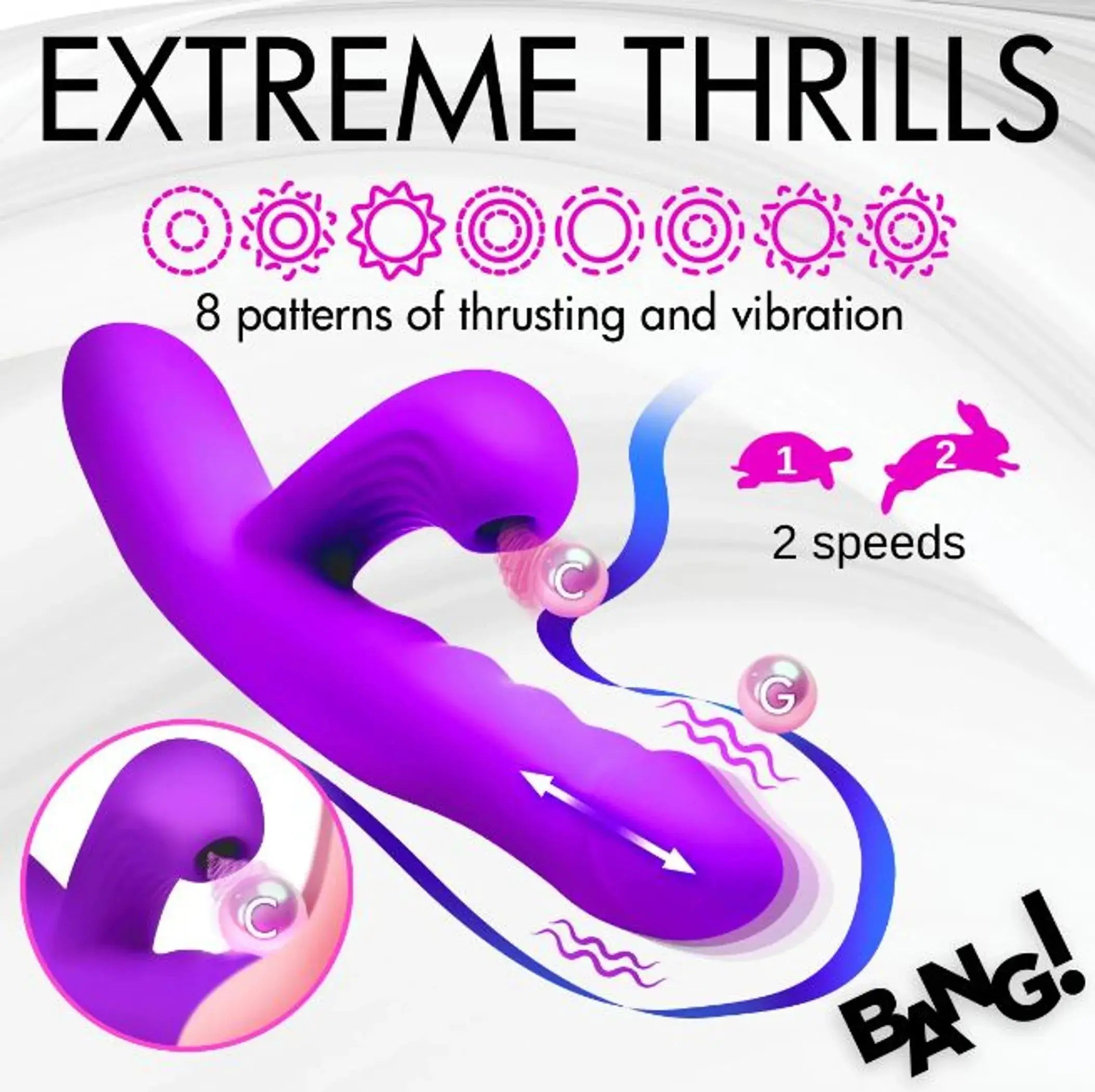 Thrusting and Sucking Rabbit Vibrator in Purple XR Brands