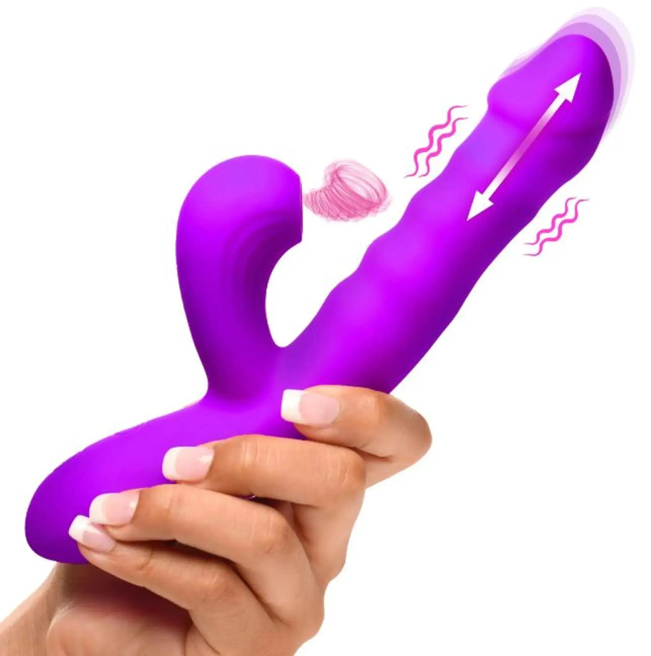 Thrusting and Sucking Rabbit Vibrator in Purple XR Brands