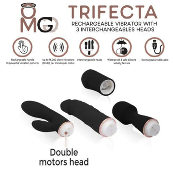 Trifecta Rechargeable Vibrator with 3 Interchangeable Heads Doctor Love