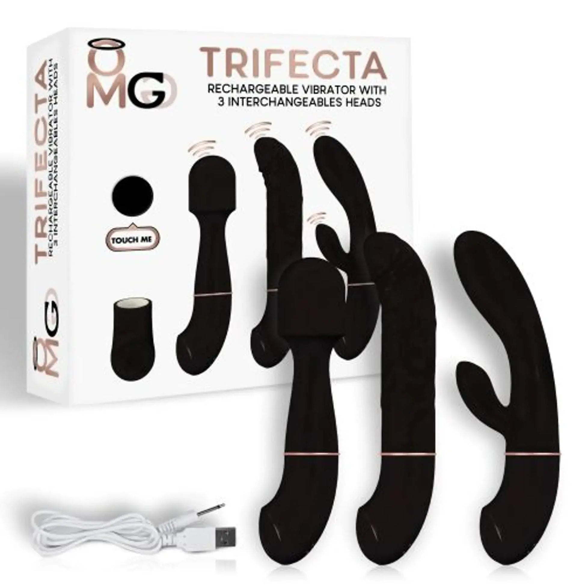 Trifecta Rechargeable Vibrator with 3 Interchangeable Heads Doctor Love