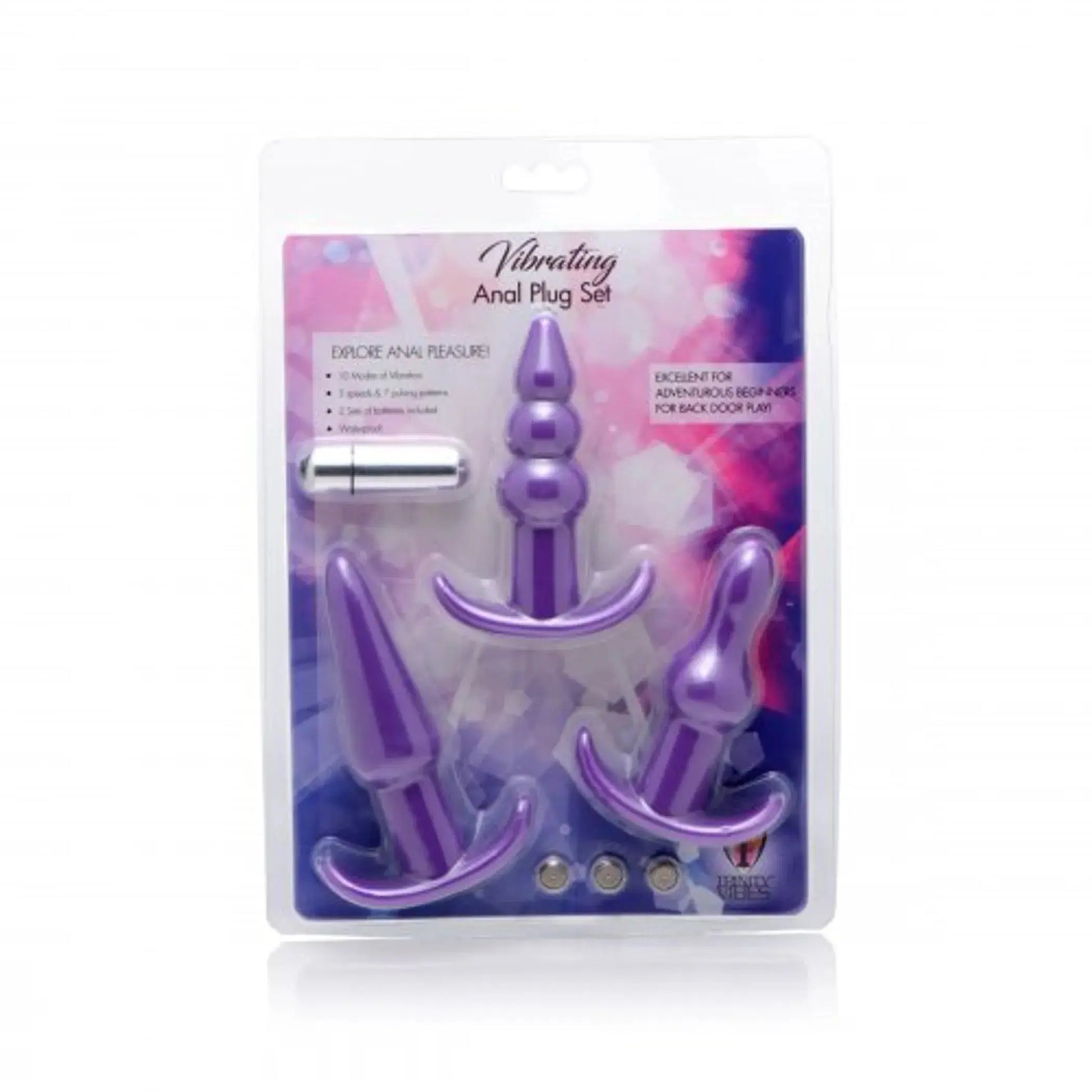 Trinity Vibes Purple 4-Piece Vibrating Anal Plug Set XR Brands