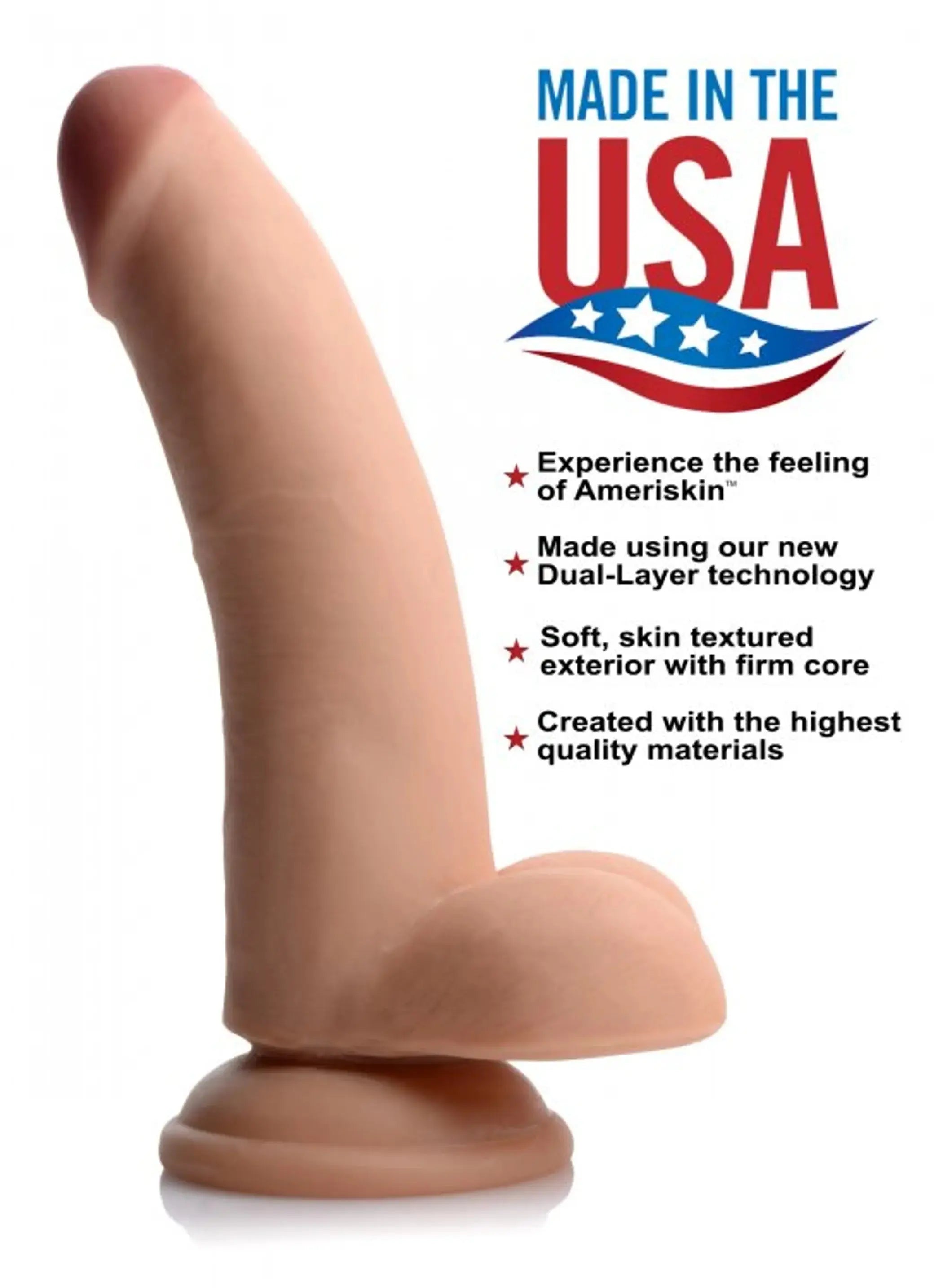 USA COCKS 8IN AMERISKIN DILDO LIGHT XR Brands