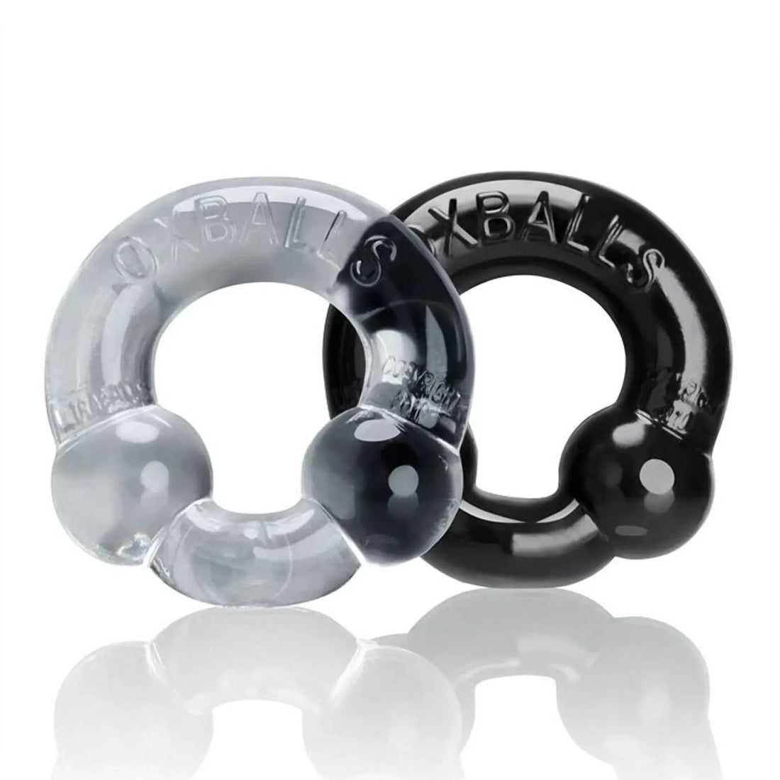 Ultraballs 2 Pack Cock Ring Black / Clear OXBALLS