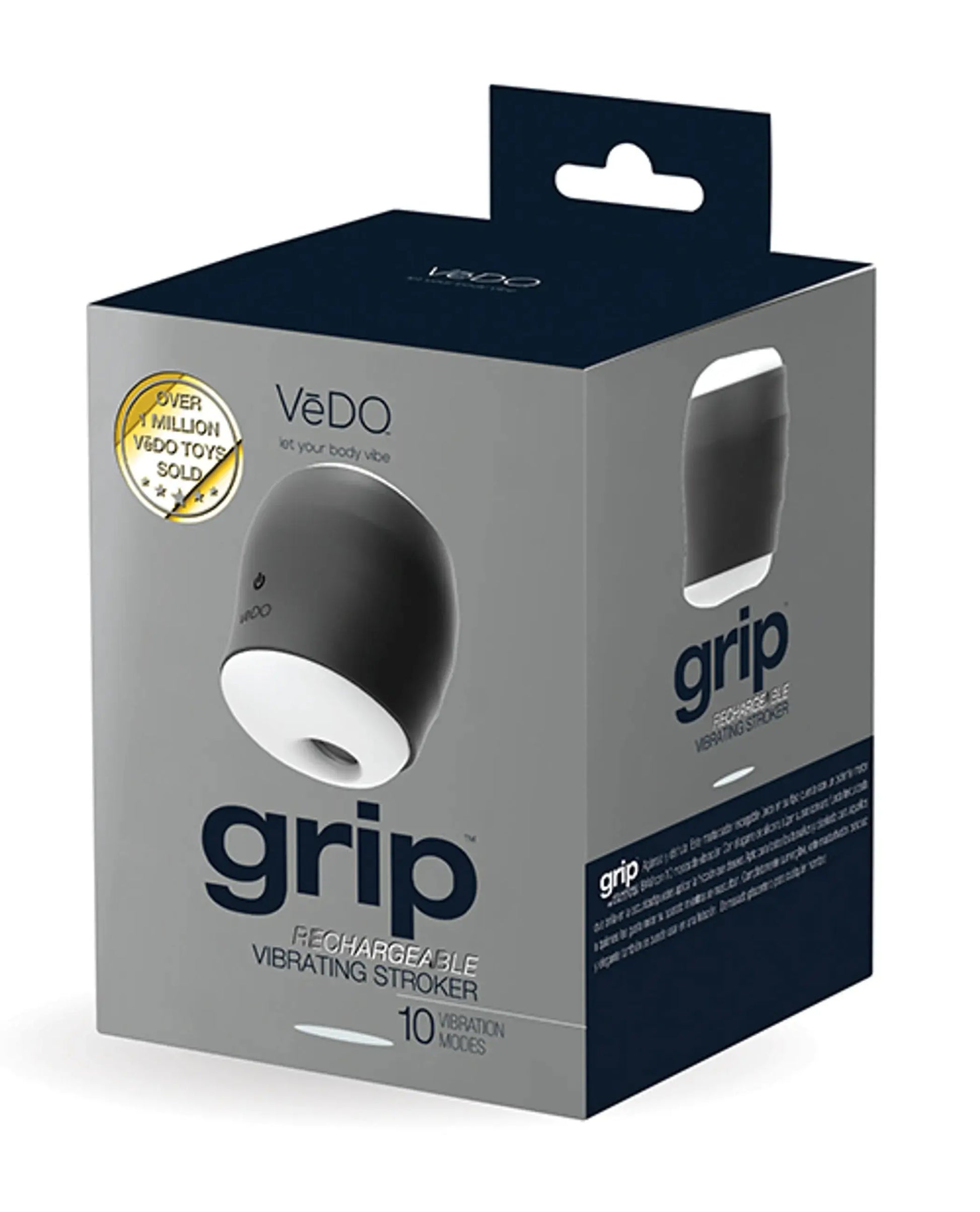 VEDO GRIP RECHARGEABLE VIBRATING SLEEVE JUST BLACK Vedo