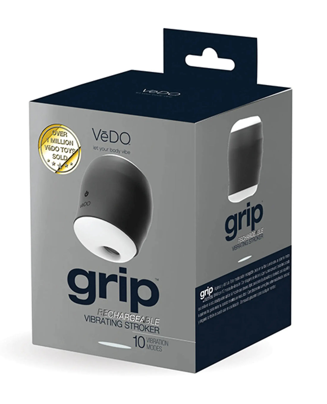 VEDO GRIP RECHARGEABLE VIBRATING SLEEVE JUST BLACK Vedo