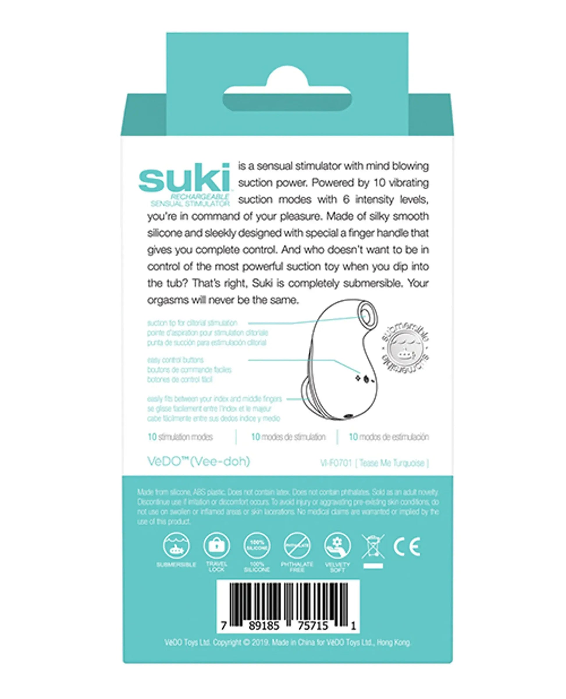 VEDO SUKI RECHARGEABLE SONIC VIBE TEASE ME TURQUOISE Vedo