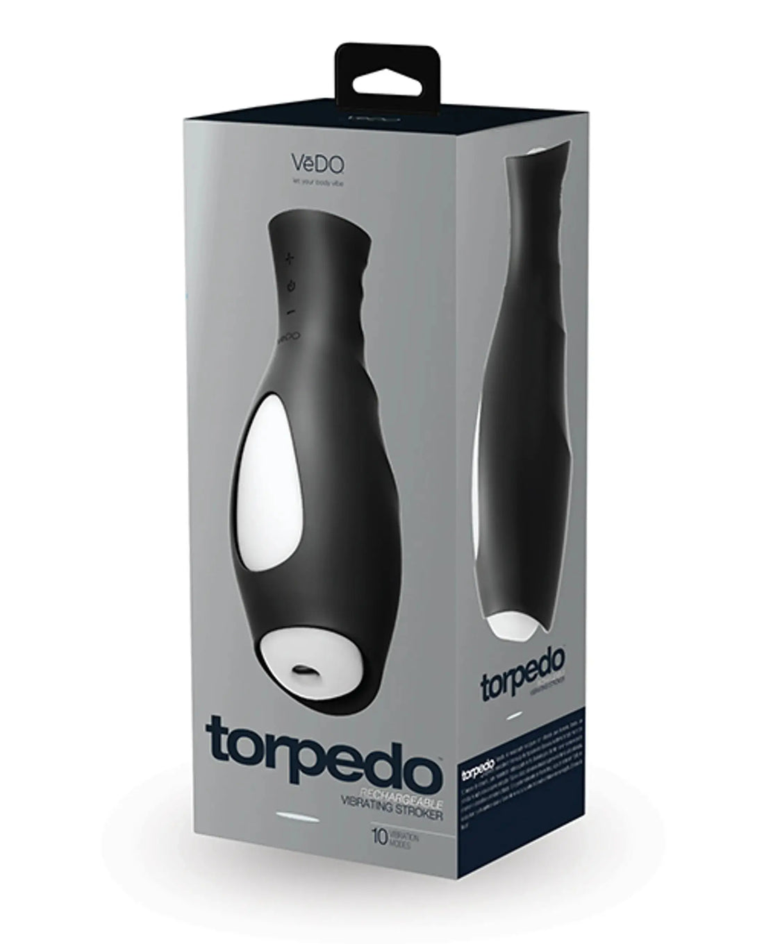 VEDO TORPEDO RECHARGEABLE STROKER JUST BLACK W/ GLOW SLEEVE Vedo