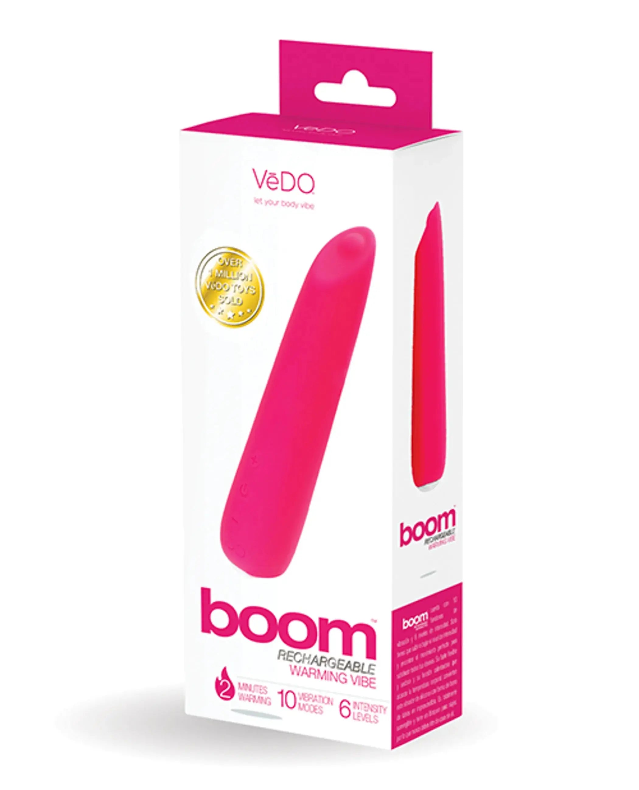 Vedo Boom Rechargeable Warming Vibe in Foxy Pink Vedo
