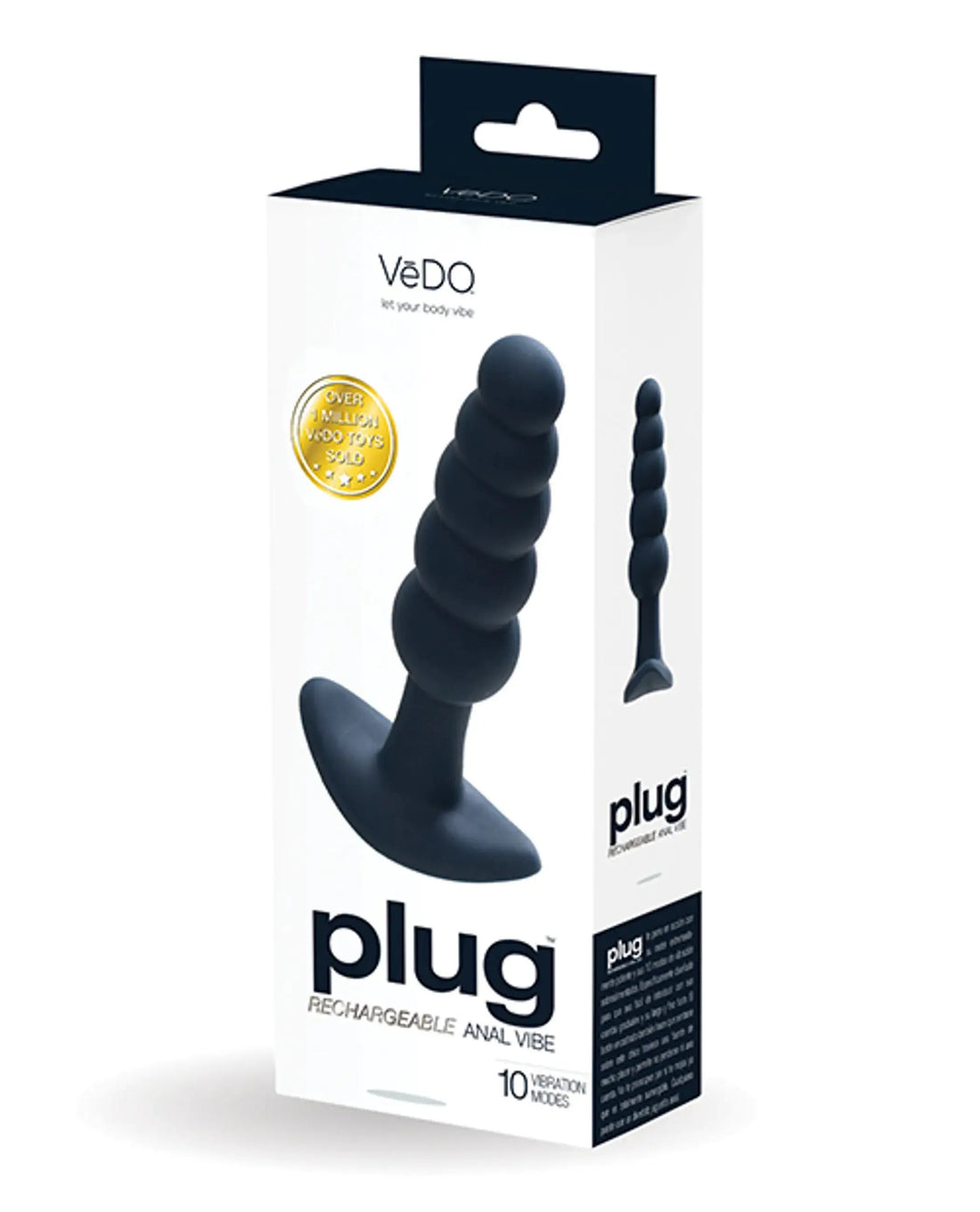 Vedo Plug Rechargeable Anal Plug Black Pearl Vedo