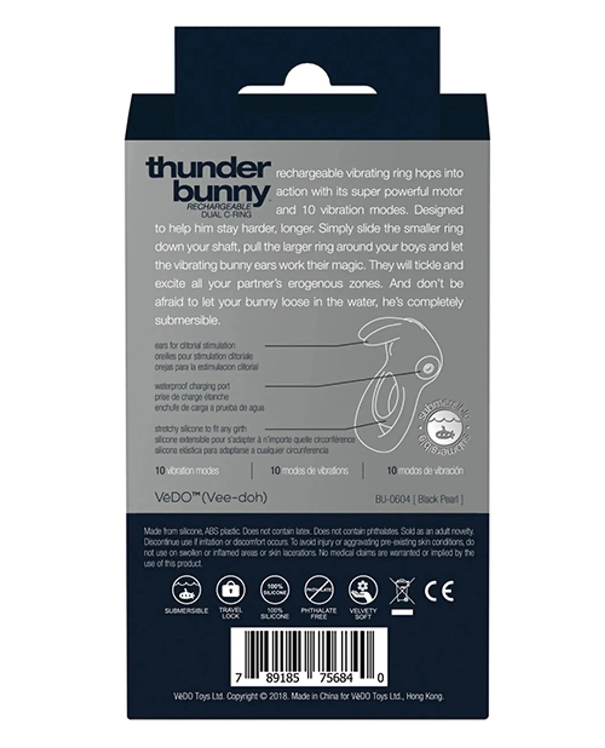 Vedo Thunder Bunny Dual Ring Rechargeable Black Pearl Vedo