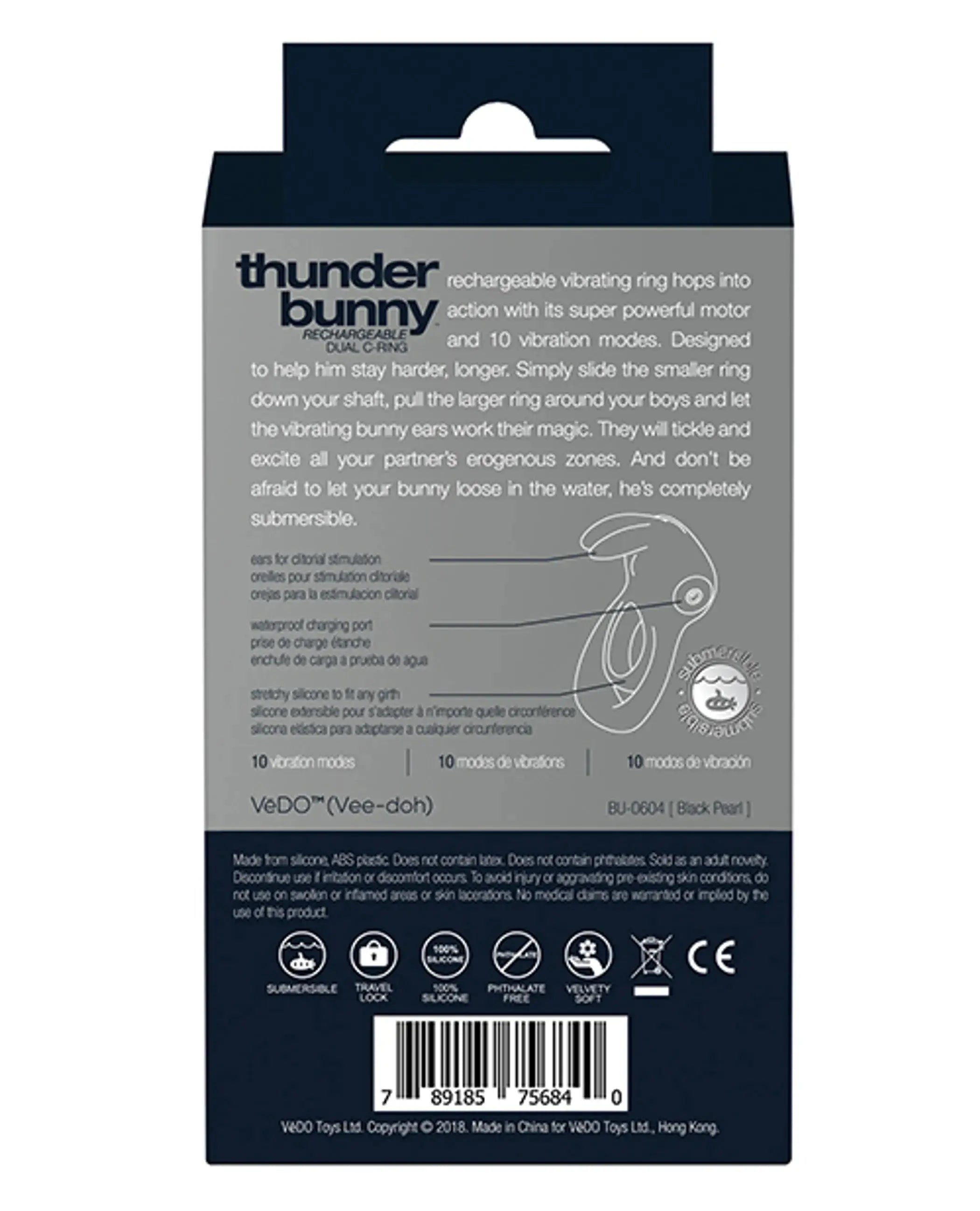 Vedo Thunder Bunny Dual Ring Rechargeable Black Pearl Vedo