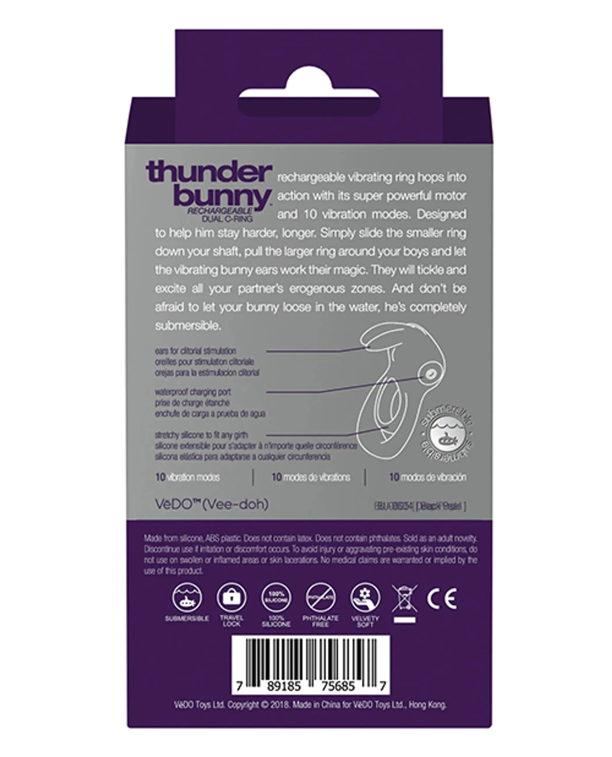 Vedo Thunder Bunny Dual Ring Rechargeable Perfectly Purple Vedo