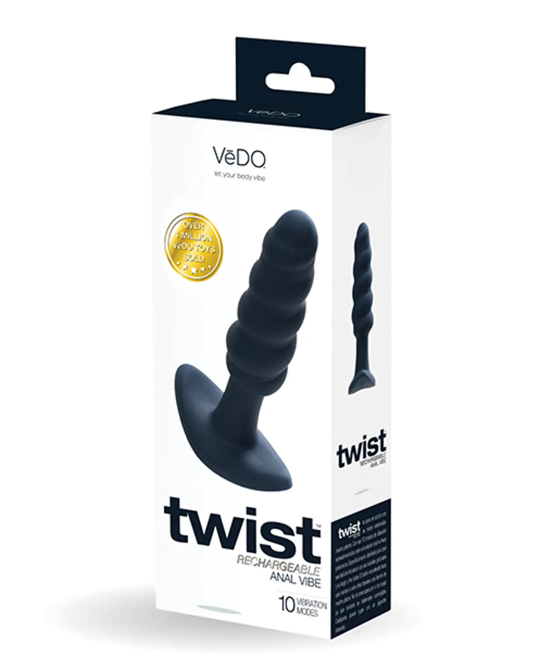 Vedo Twist Rechargeable Anal Plug Black Pearl Vedo