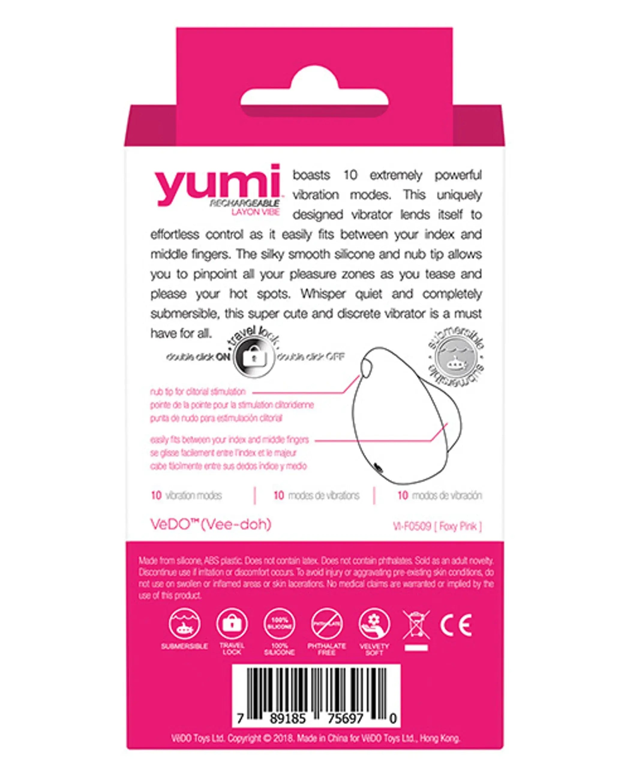 Vedo Yumi Rechargeable Vibe in Foxy Pink Vedo