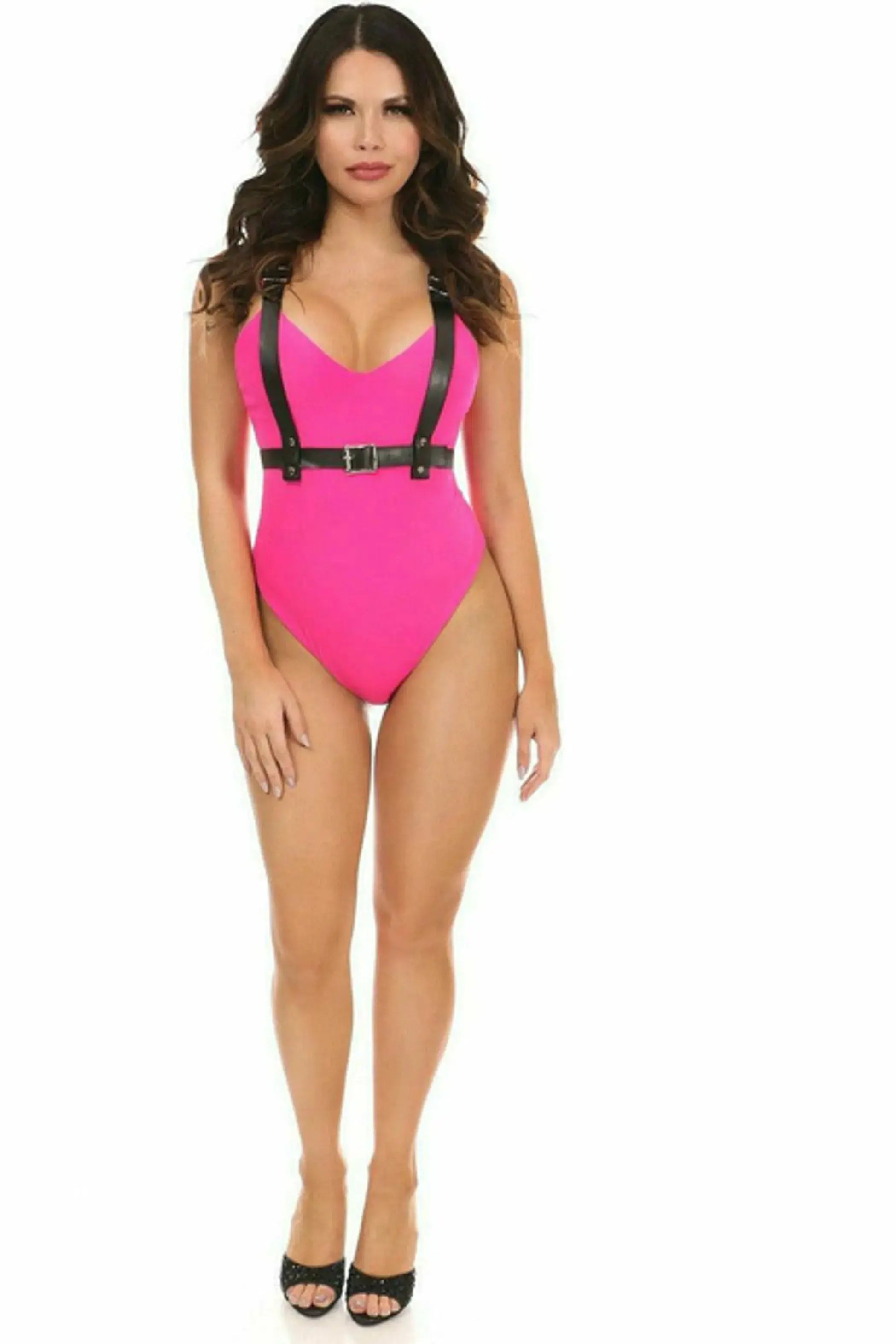 Vegan Leather Body Harness with Bow Daisy Corsets