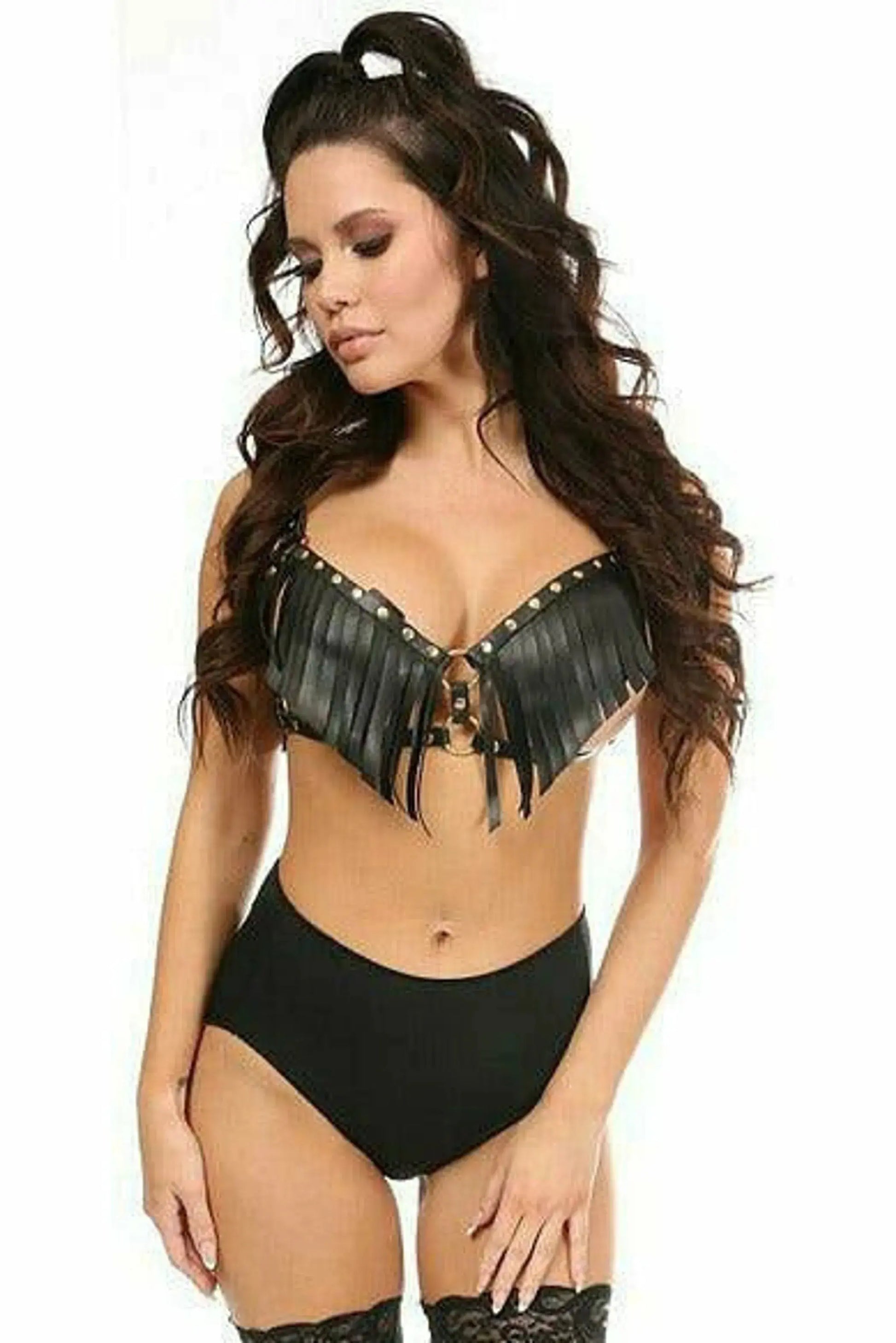Vegan Leather Fringe Bra Harness Daisy Corsets