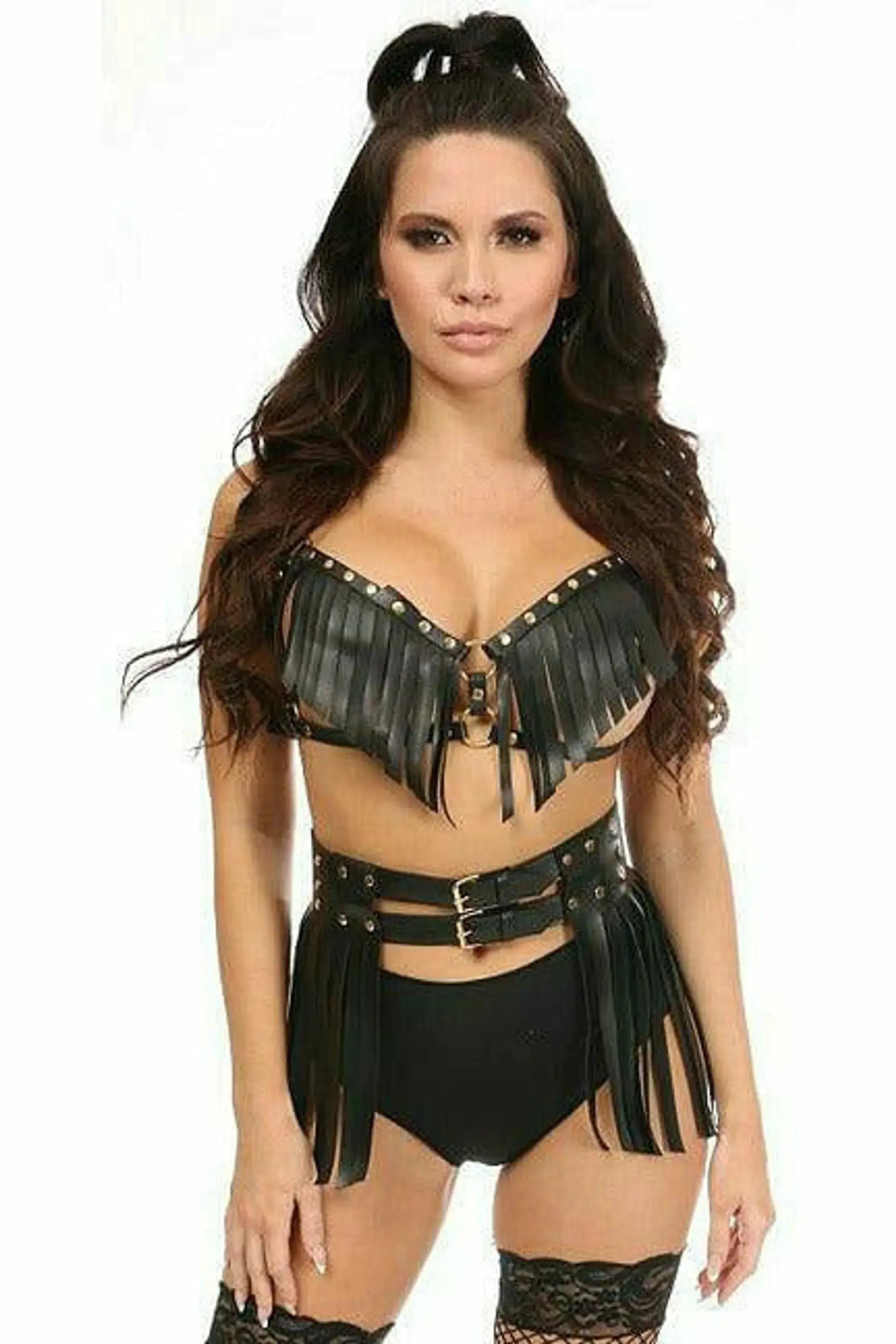 Vegan Leather Fringe Bra Harness Daisy Corsets