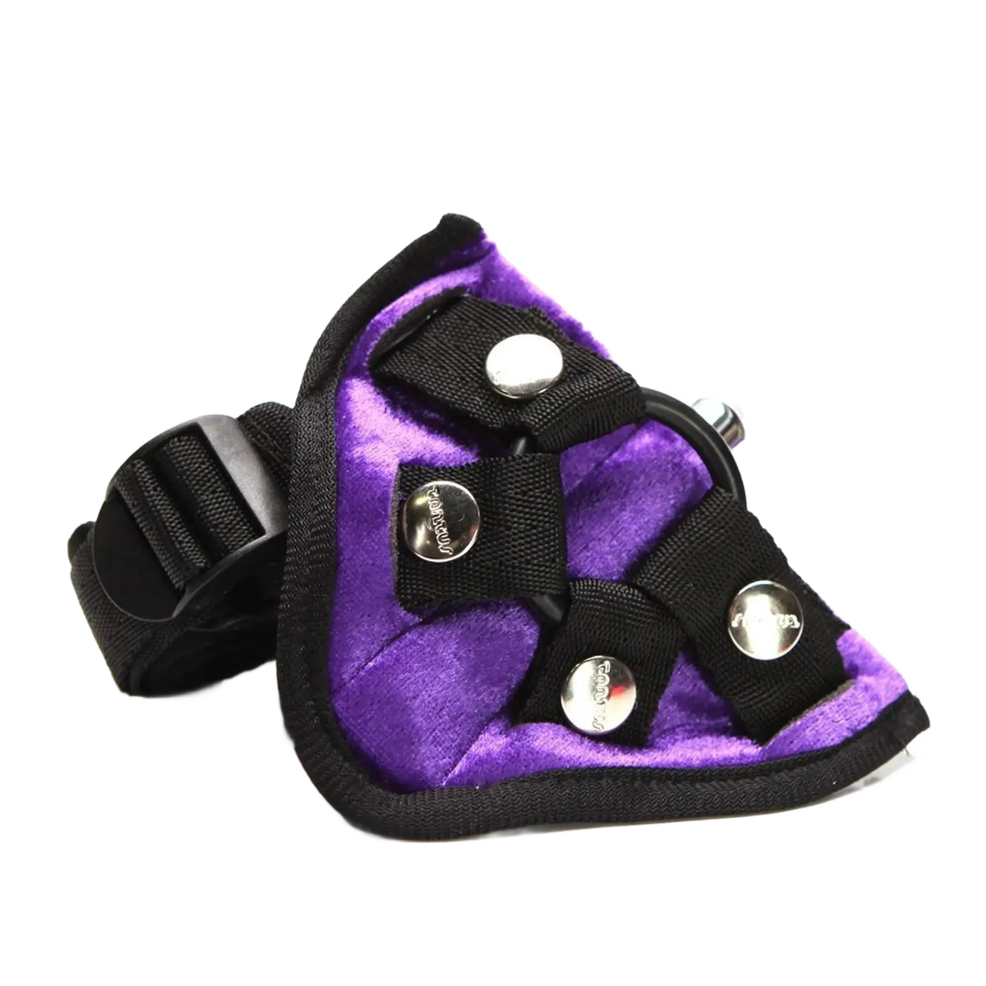VELVET VIBRATING HARNESS PURPLE Tantus