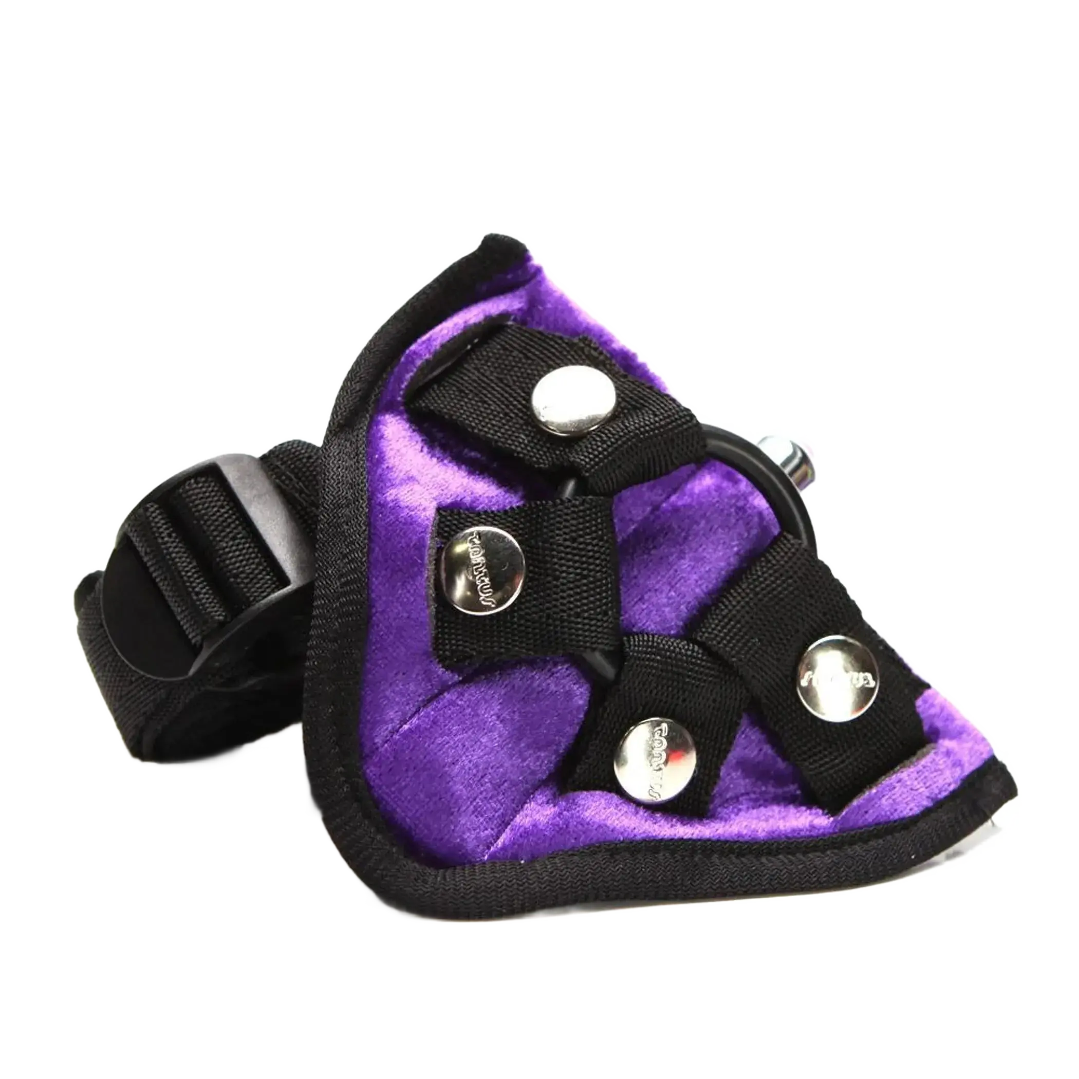 VELVET VIBRATING HARNESS PURPLE Tantus