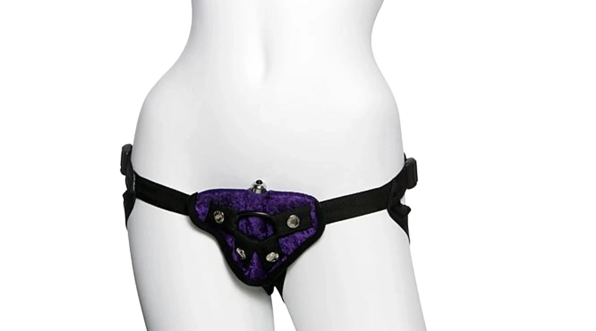 VELVET VIBRATING HARNESS PURPLE Tantus