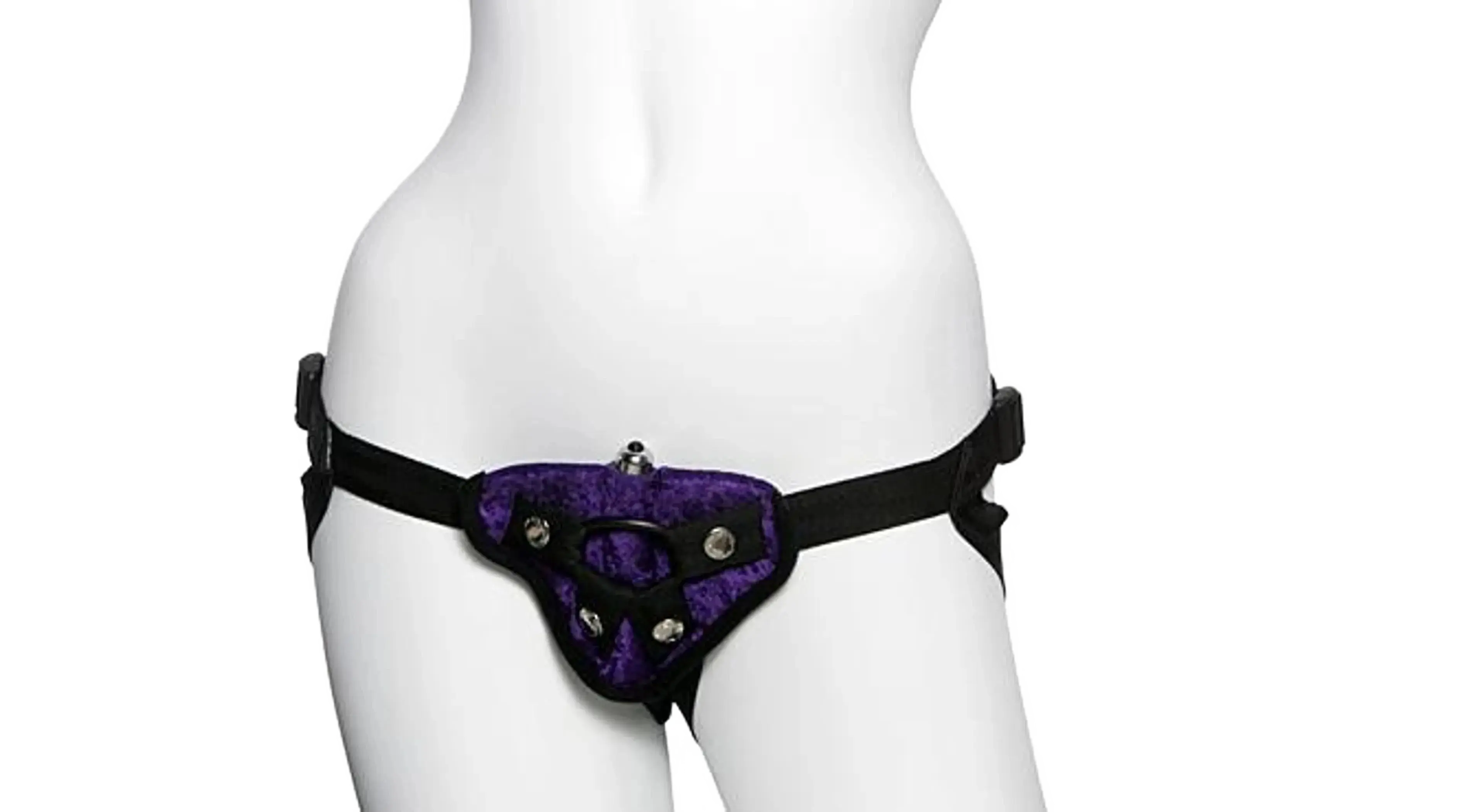 VELVET VIBRATING HARNESS PURPLE Tantus