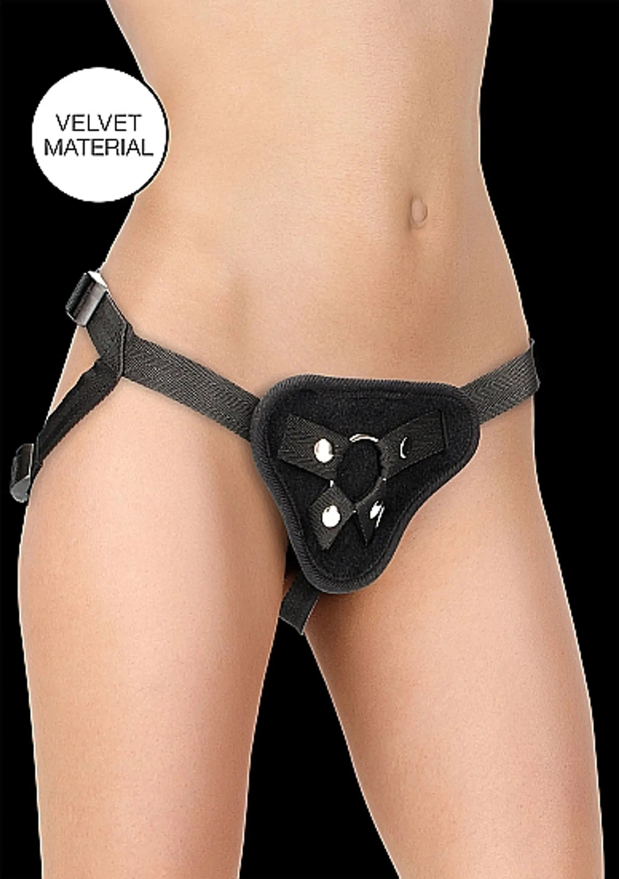 Velvet & Velcro Harness with Adjustable O-Ring in Black SHOTS AMERICA