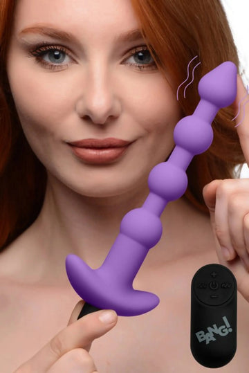 Vibrating Silicone Anal Beads With Remote - Purple XR Brands