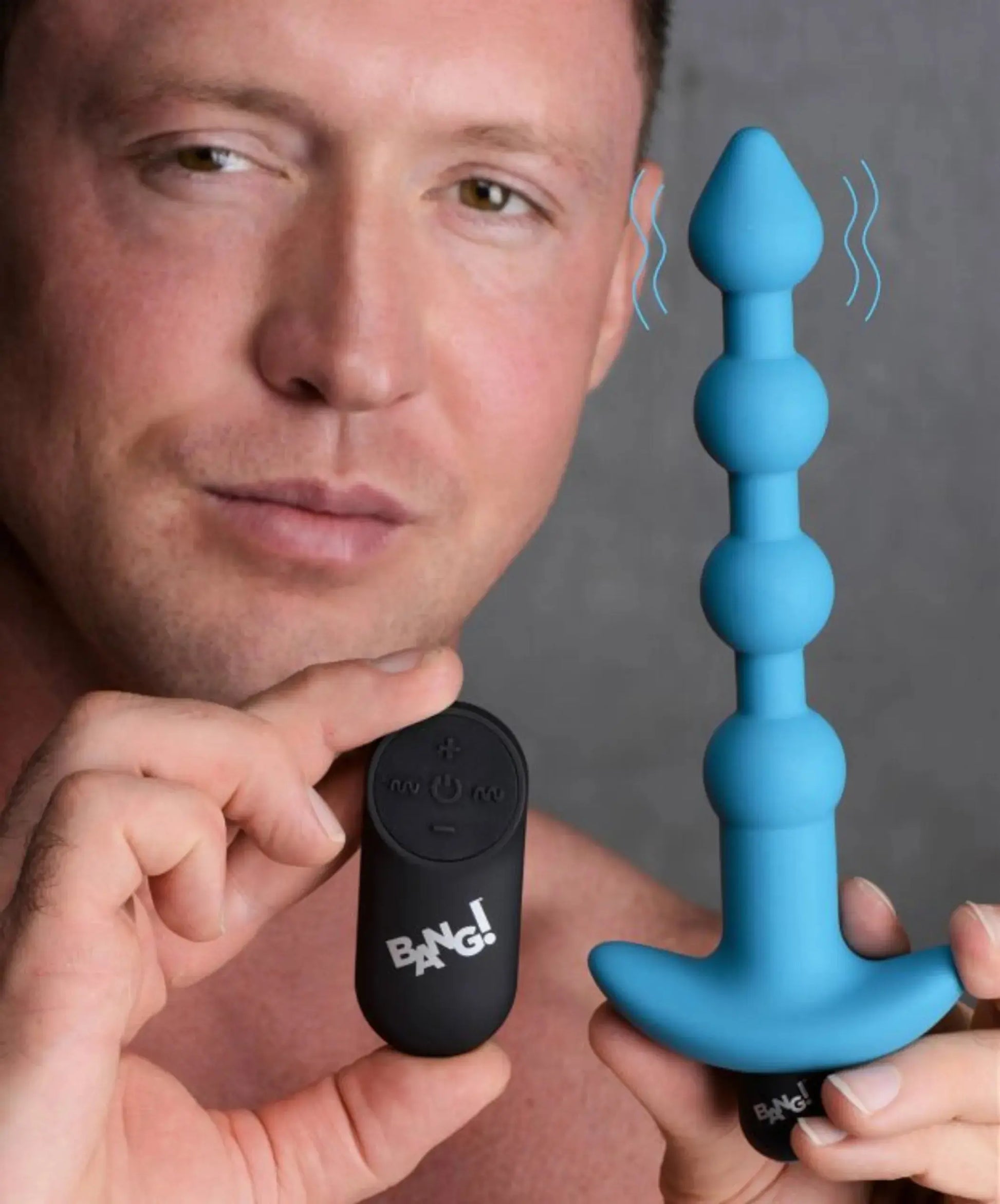 Vibrating Silicone Anal Beads with Remote - Blue XR Brands