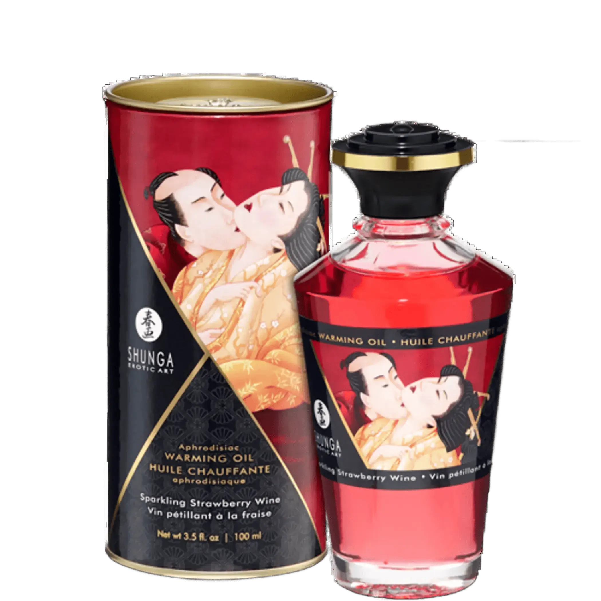 WARMING MASSAGE OIL SPARKLING STRAWBERRY WINE 3.5 OZ Shunga