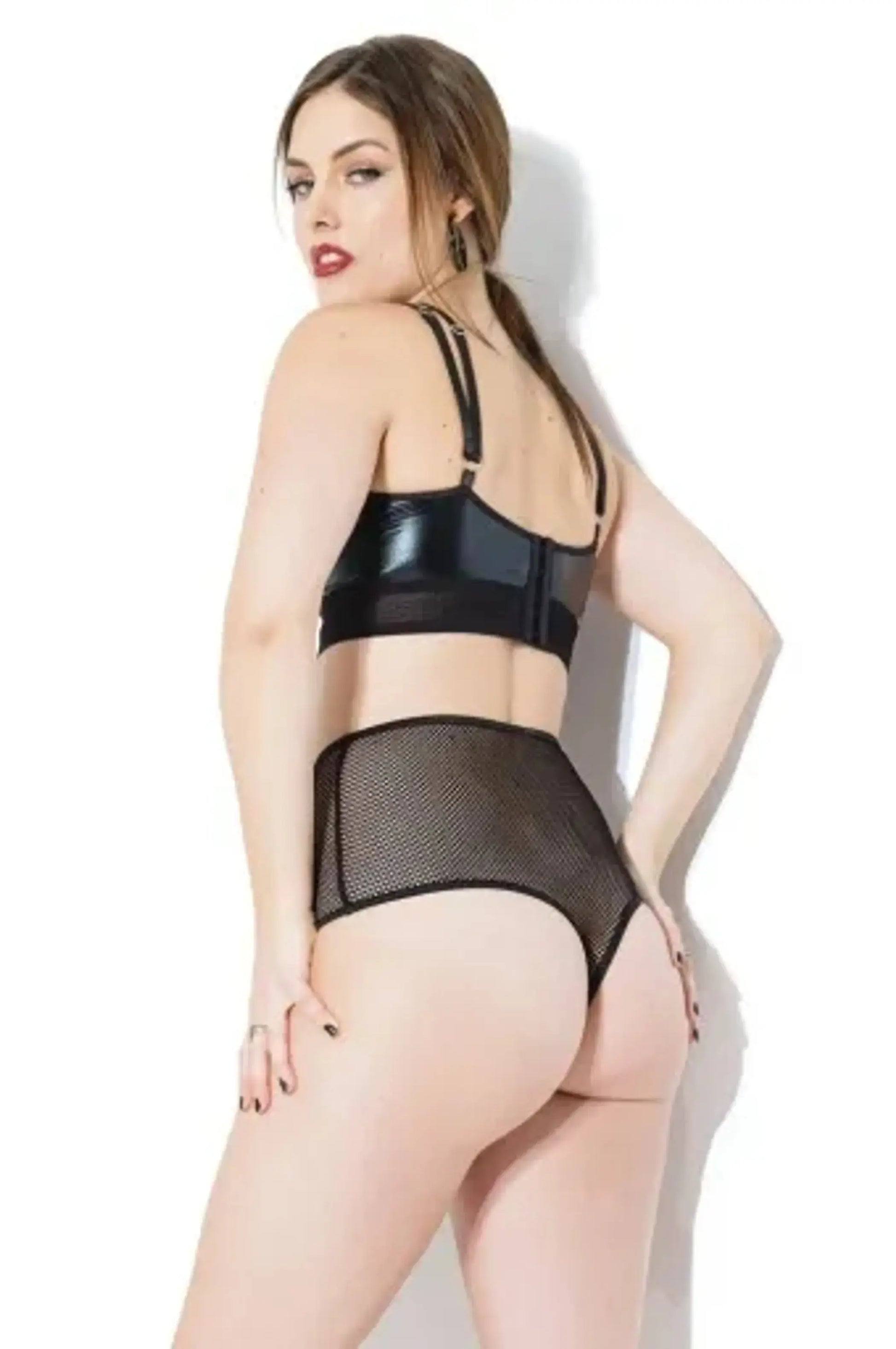 Wetlook Bra in Black Coquette
