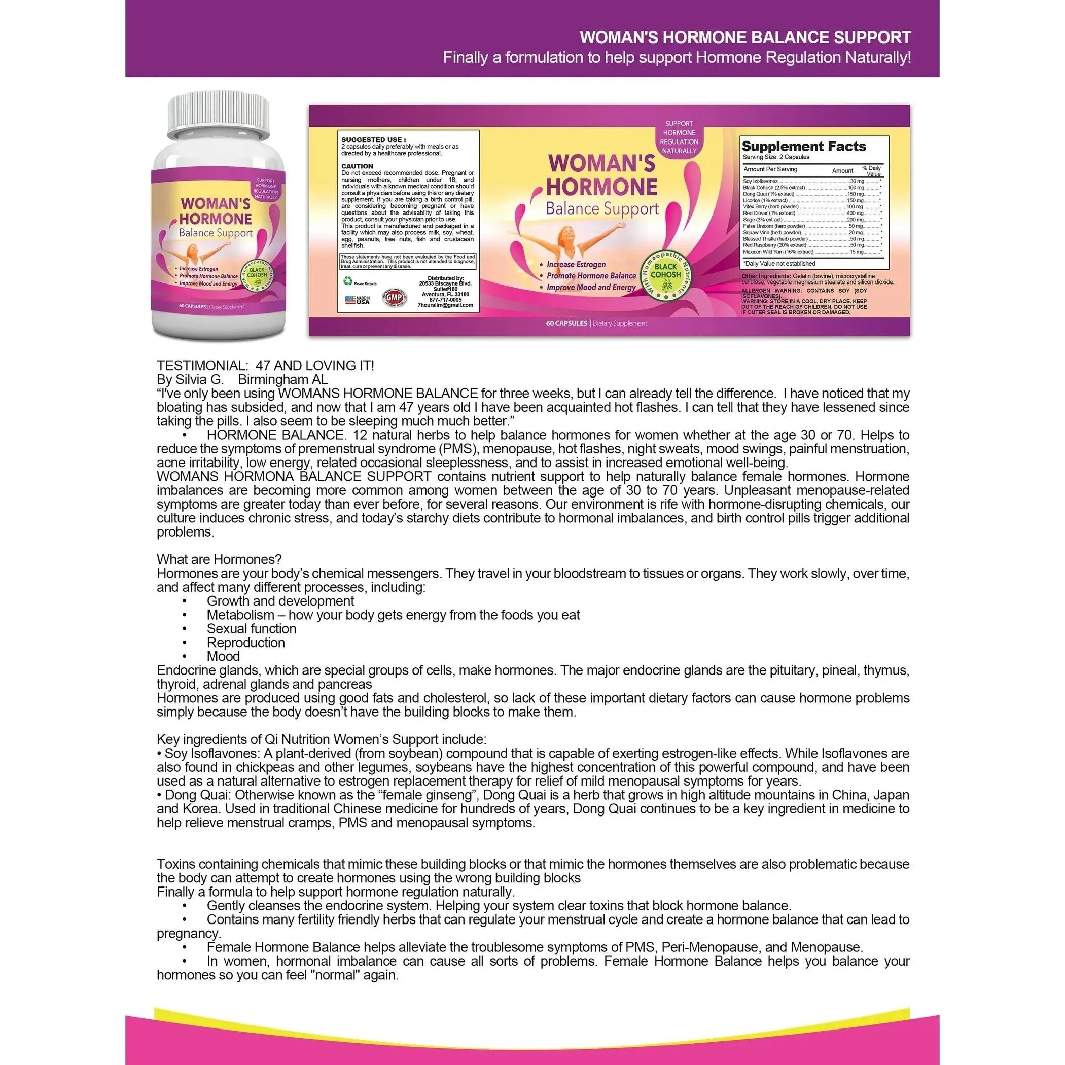 Women's Hormone Balance and Menopause Support (60 Capsules) Totally Products