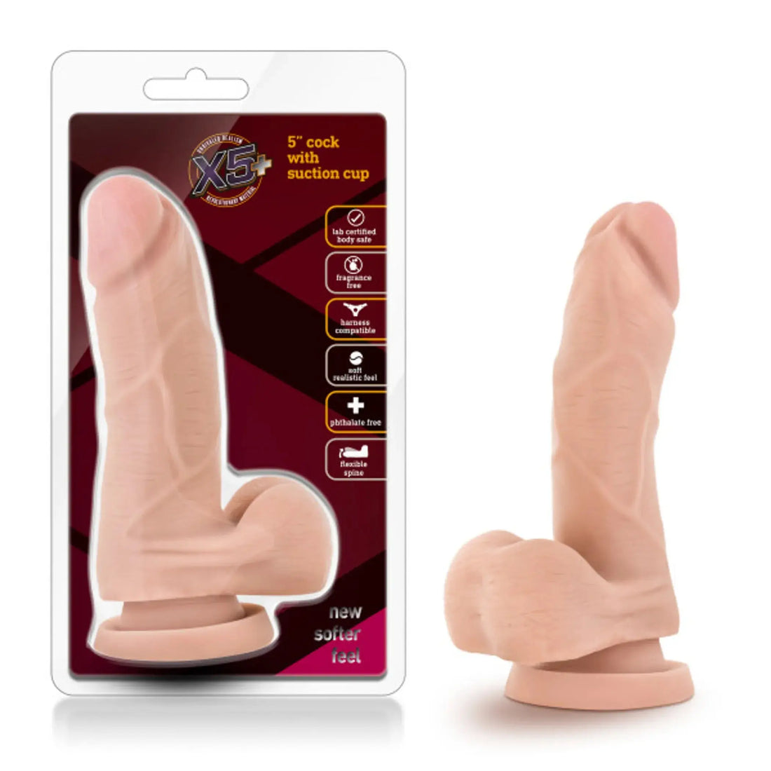 X5 5IN COCK W/SUCTION CUP BEIGE Blush Novelties