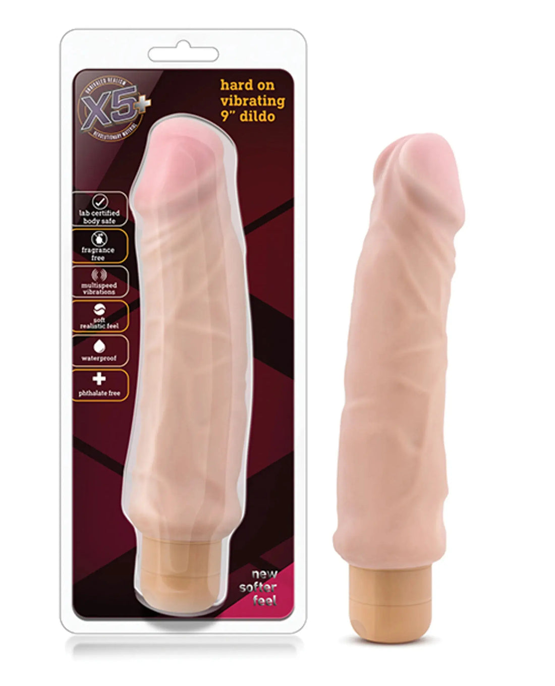 X5 9-Inch Vibrating Dildo Natural Blush Novelties