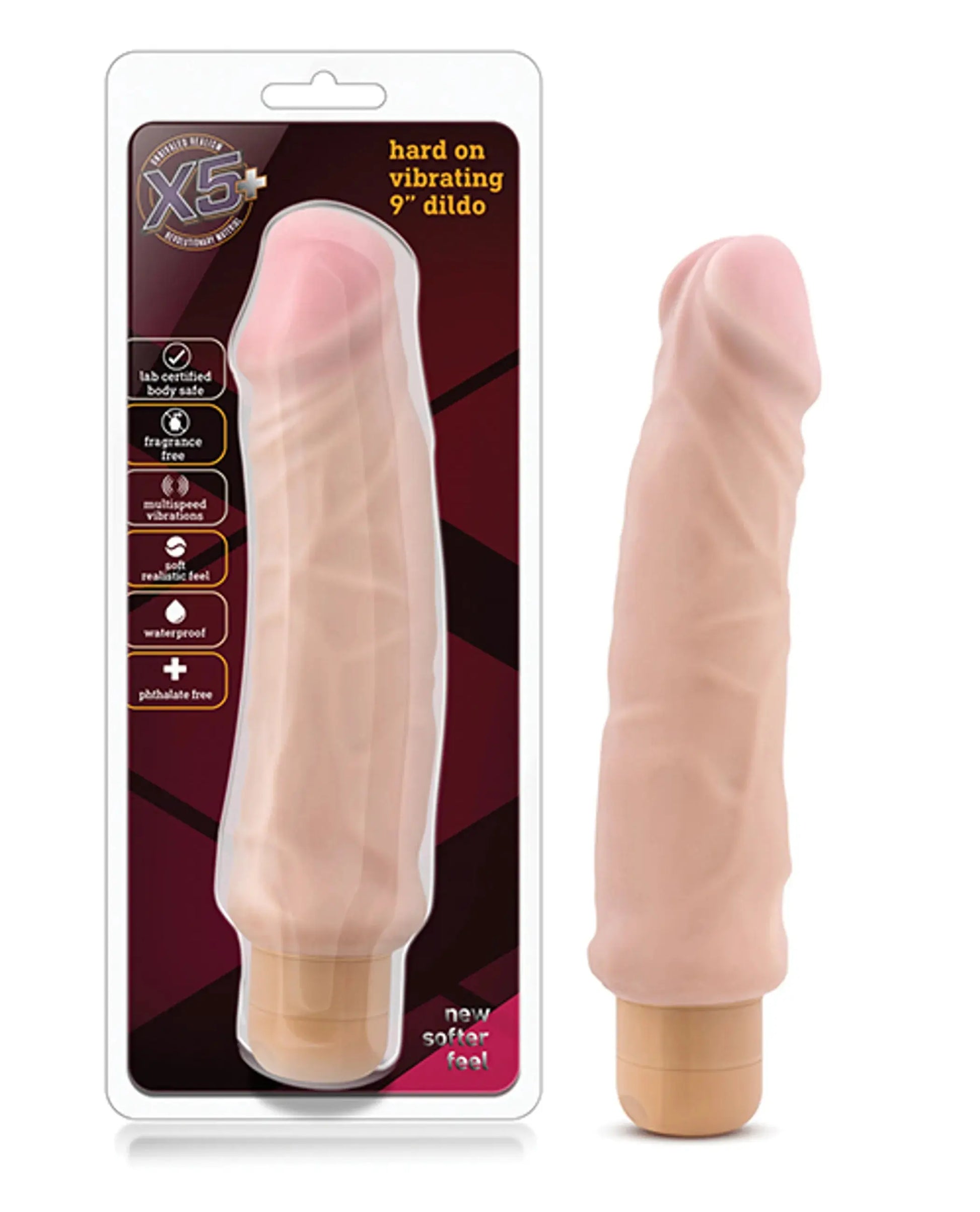 X5 9-Inch Vibrating Dildo Natural Blush Novelties