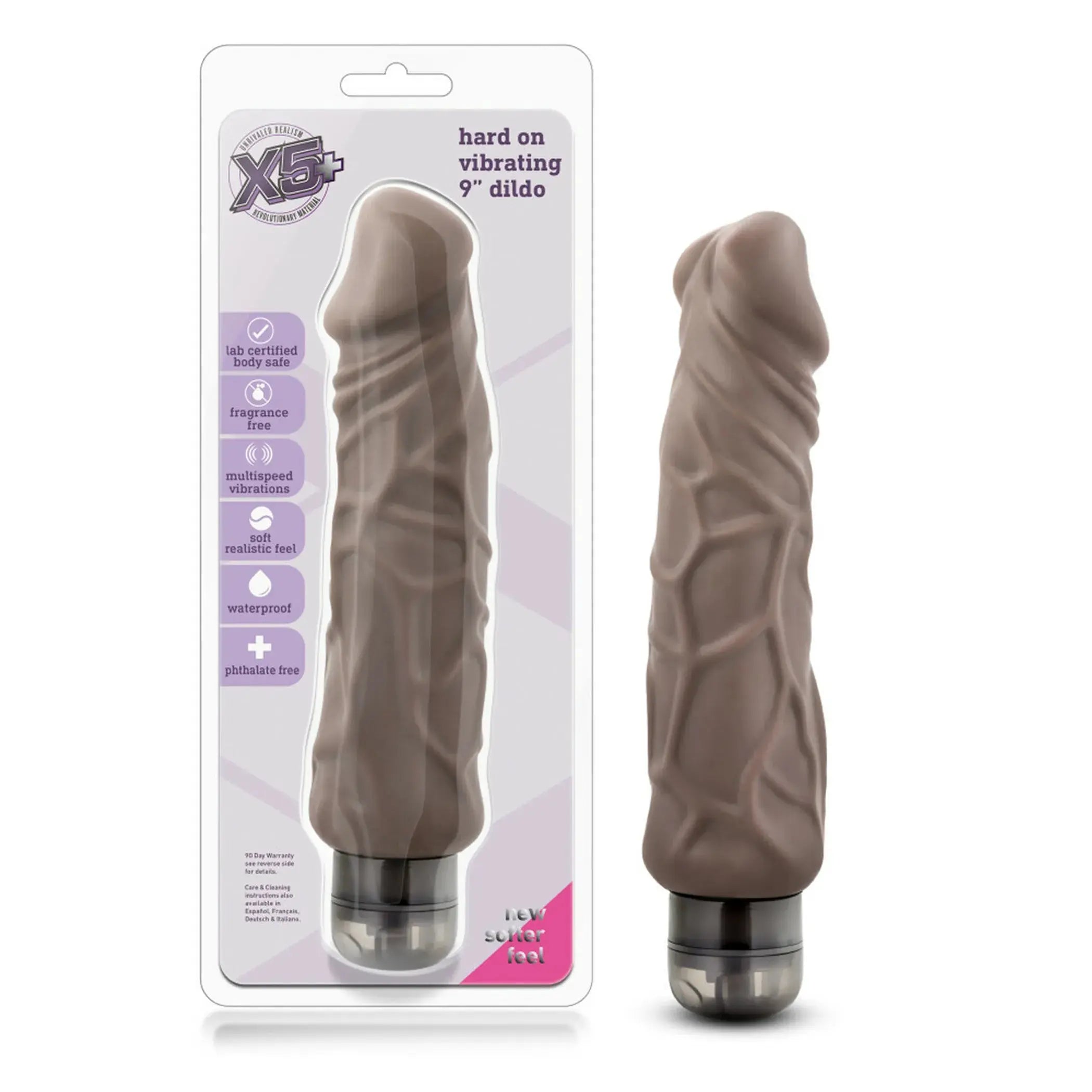 X5 Hard On Vibrating Dildo Brown Blush Novelties