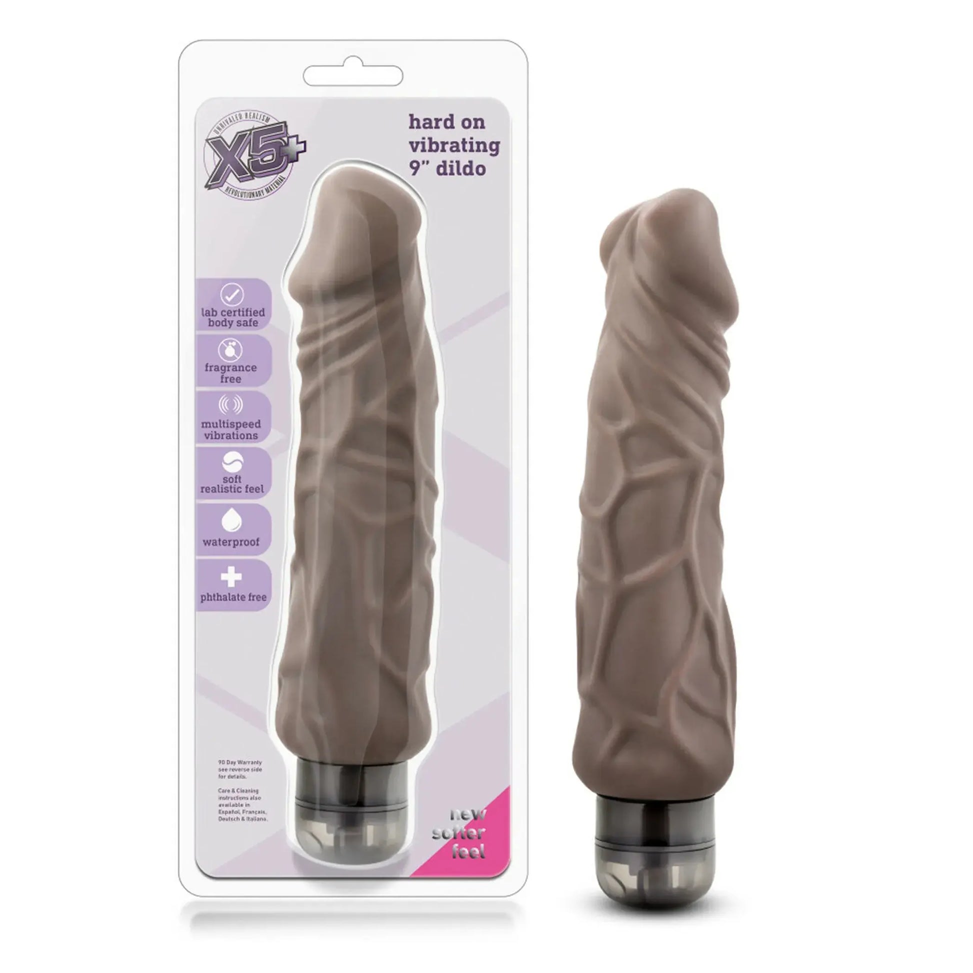 X5 Hard On Vibrating Dildo Brown Blush Novelties