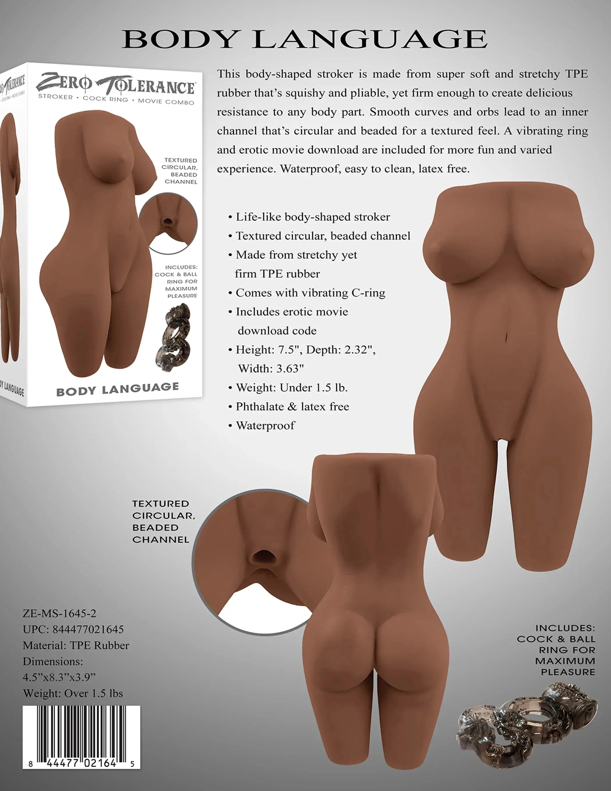 ZERO TOLERANCE BODY LANGUAGE DARK Evolved Novelties