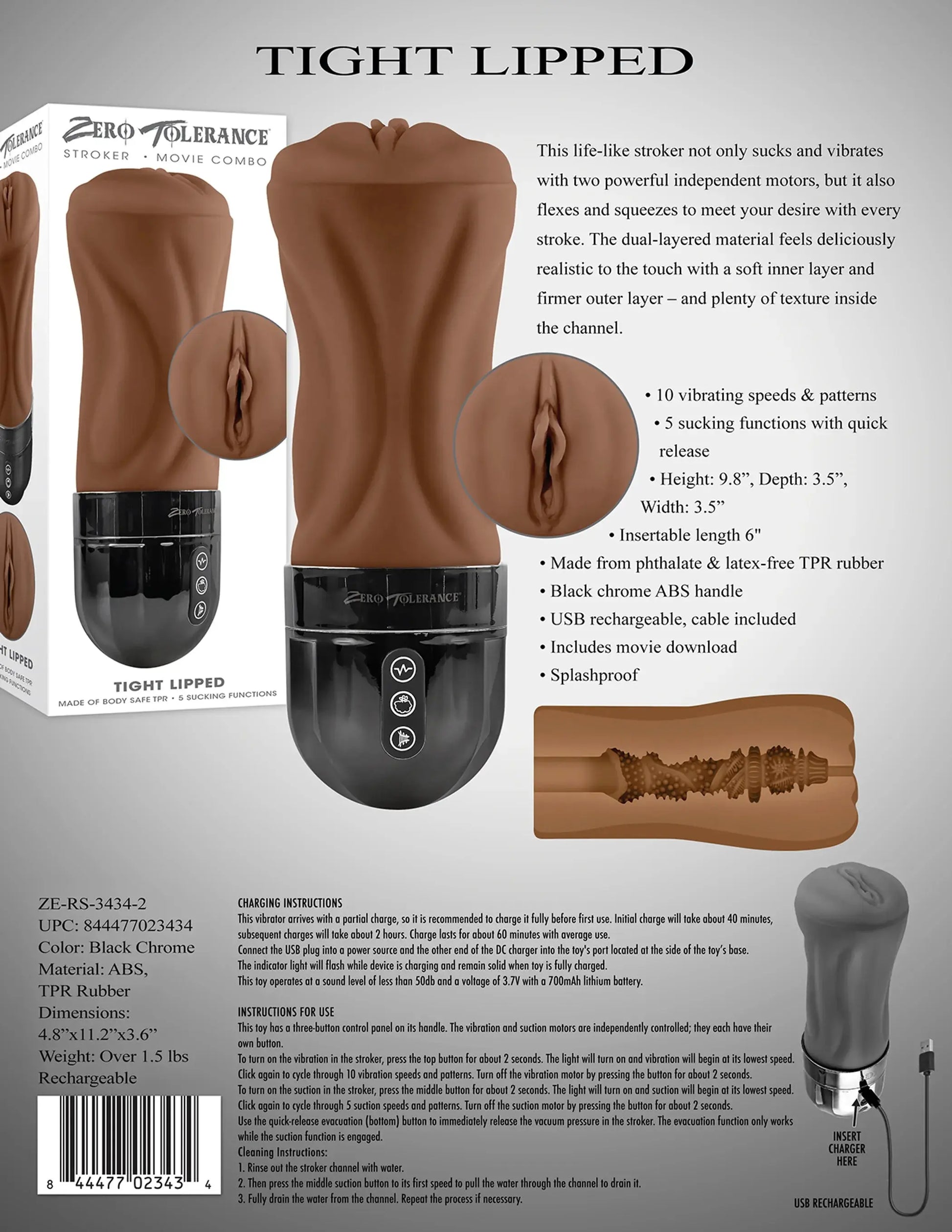 ZERO TOLERANCE TIGHT LIPPED DARK Evolved Novelties