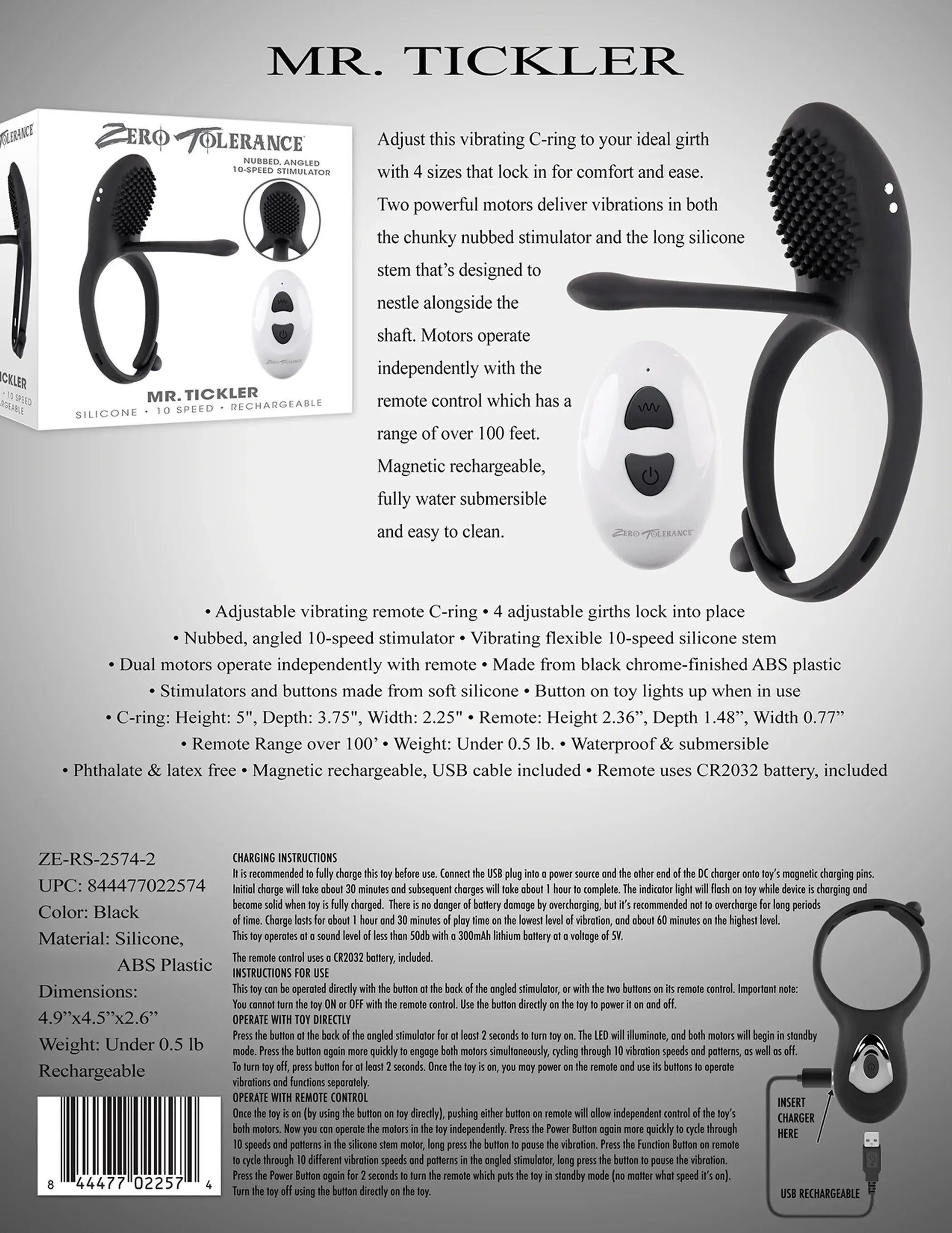 Zero Tolerance Mr. Tickler Vibrating Cock Ring Evolved Novelties