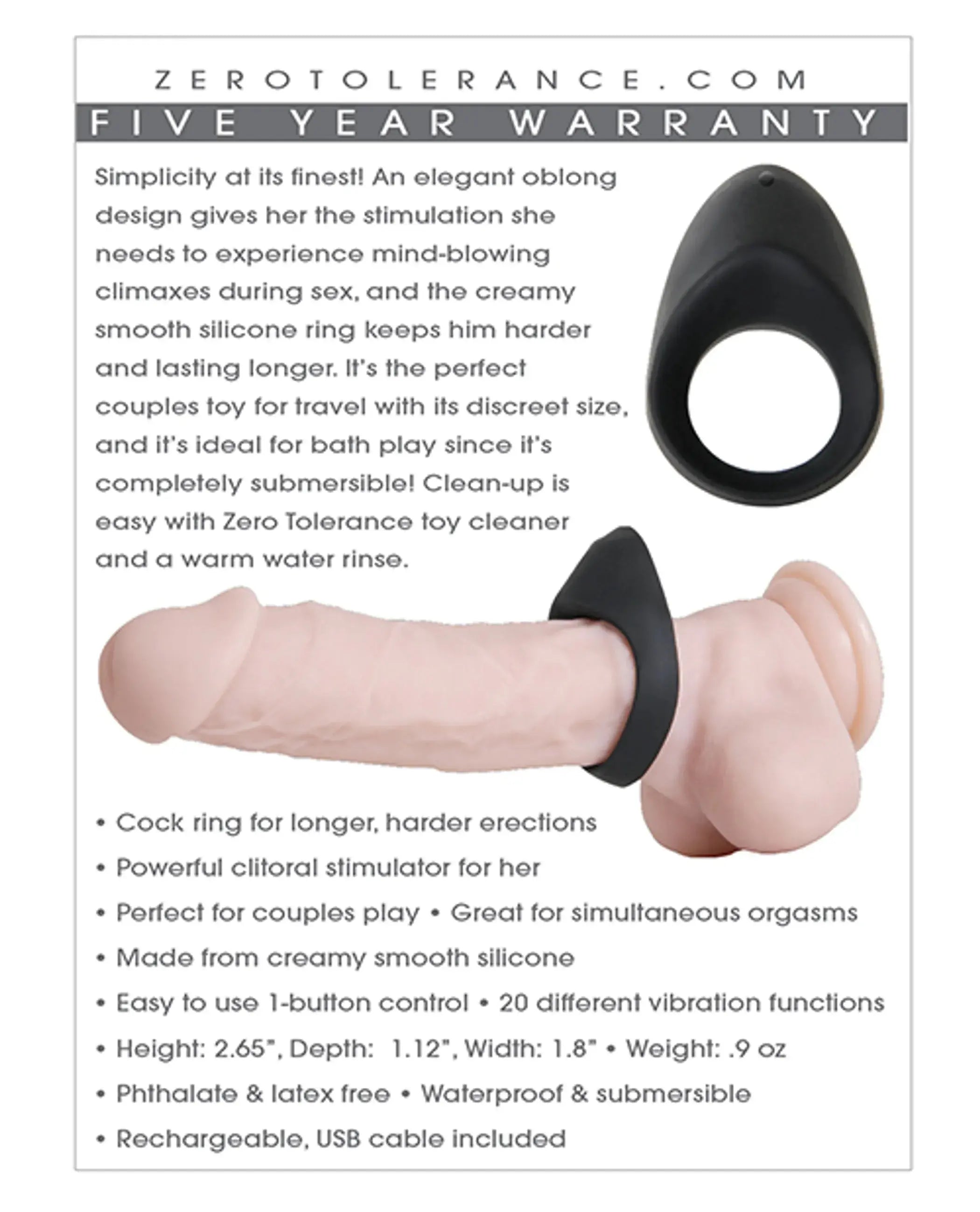 Zero Tolerance Night Rider Cock Ring Evolved Novelties