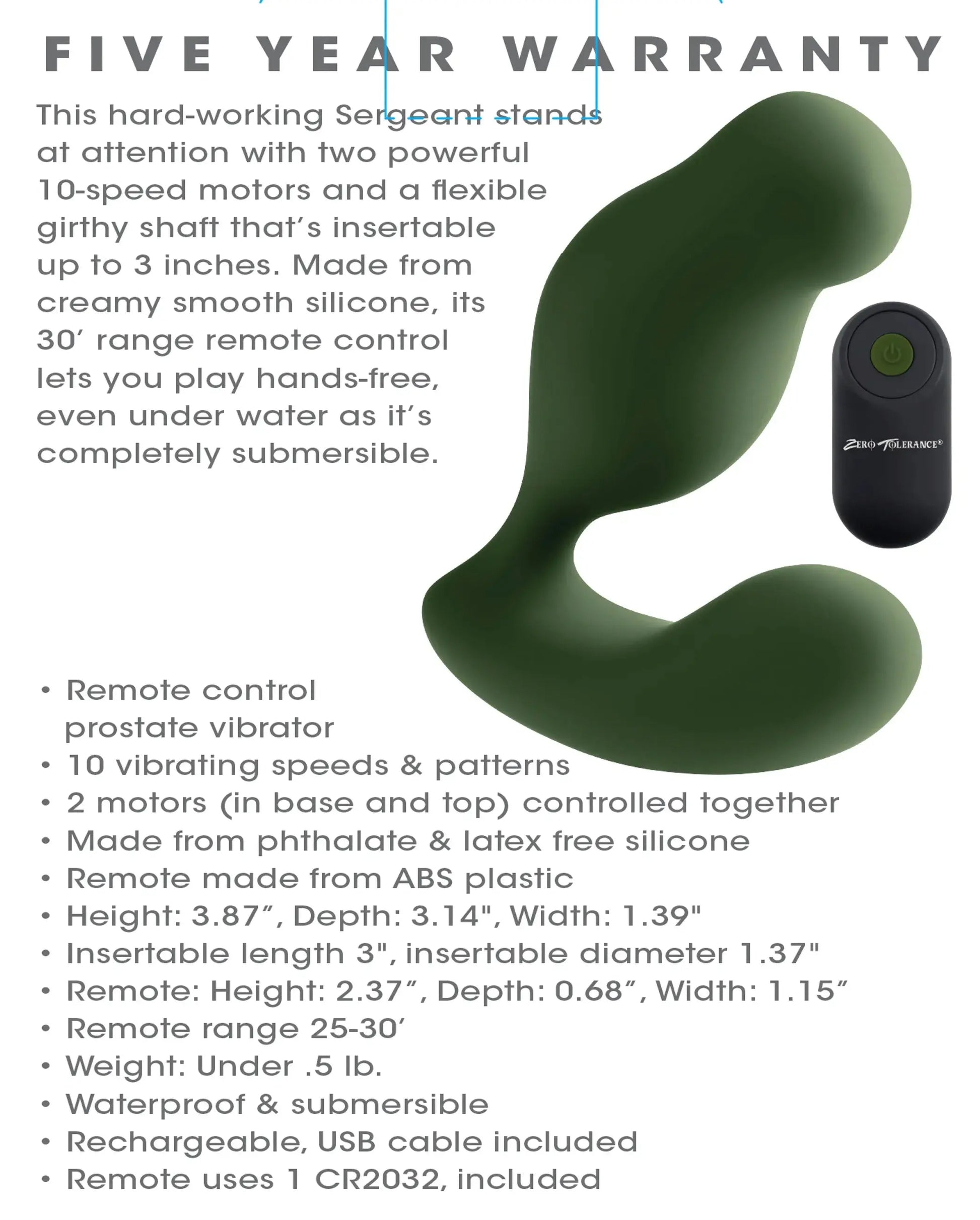 Zero Tolerance The Sergeant Prostate Vibrator Evolved Novelties