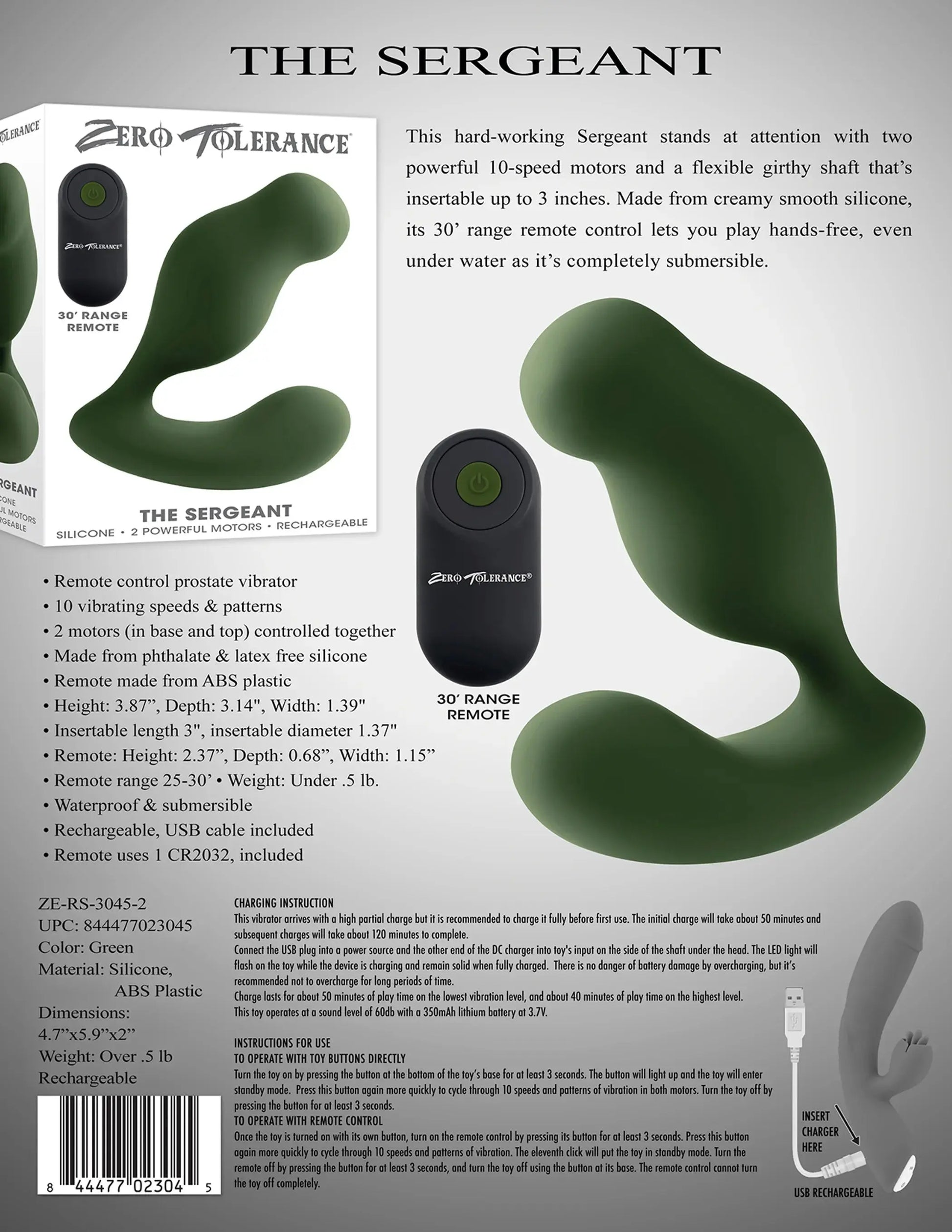Zero Tolerance The Sergeant Prostate Vibrator Evolved Novelties