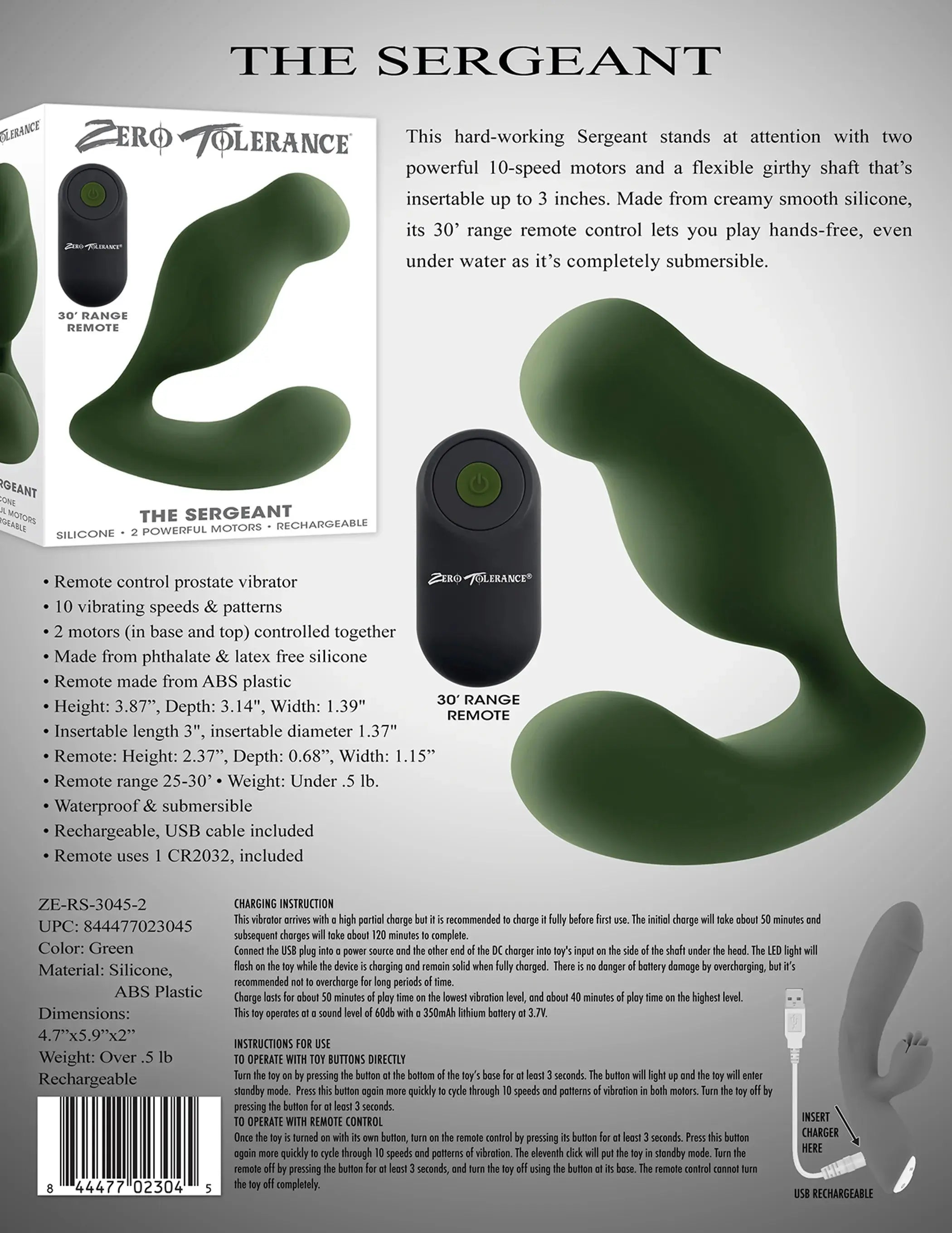 Zero Tolerance The Sergeant Prostate Vibrator Evolved Novelties