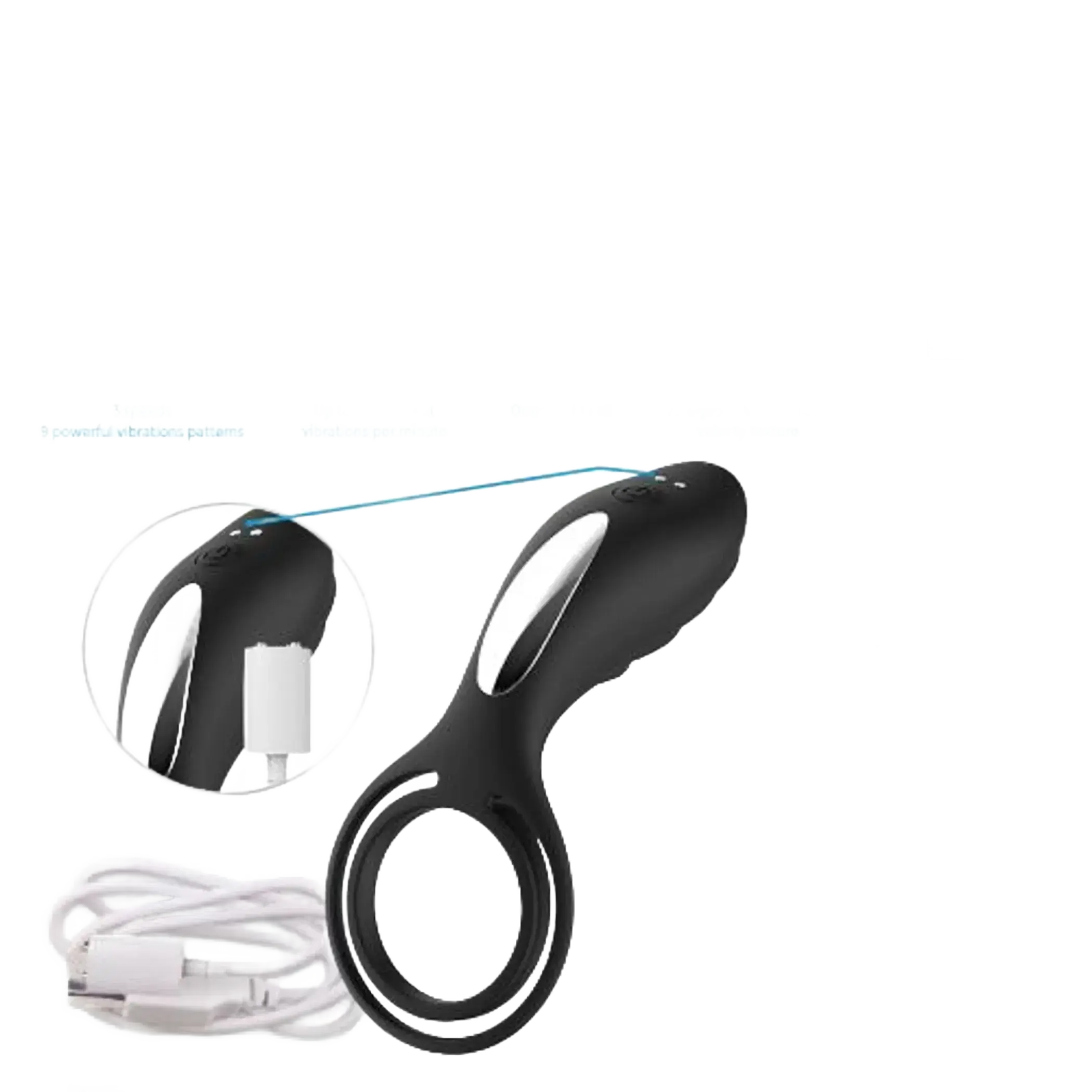 DOCTOR LOVE ZINGER+ VIBRATING RECHARGEABLE COCK RING BLACK Doctor Love